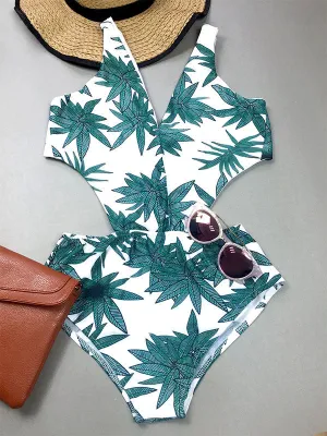 Leaf Me Alone Printed One-piece Swimsuit