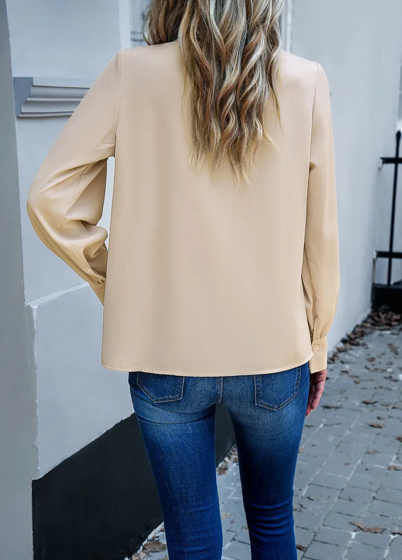 Leah Timeless Pleated Long Sleeve Top
