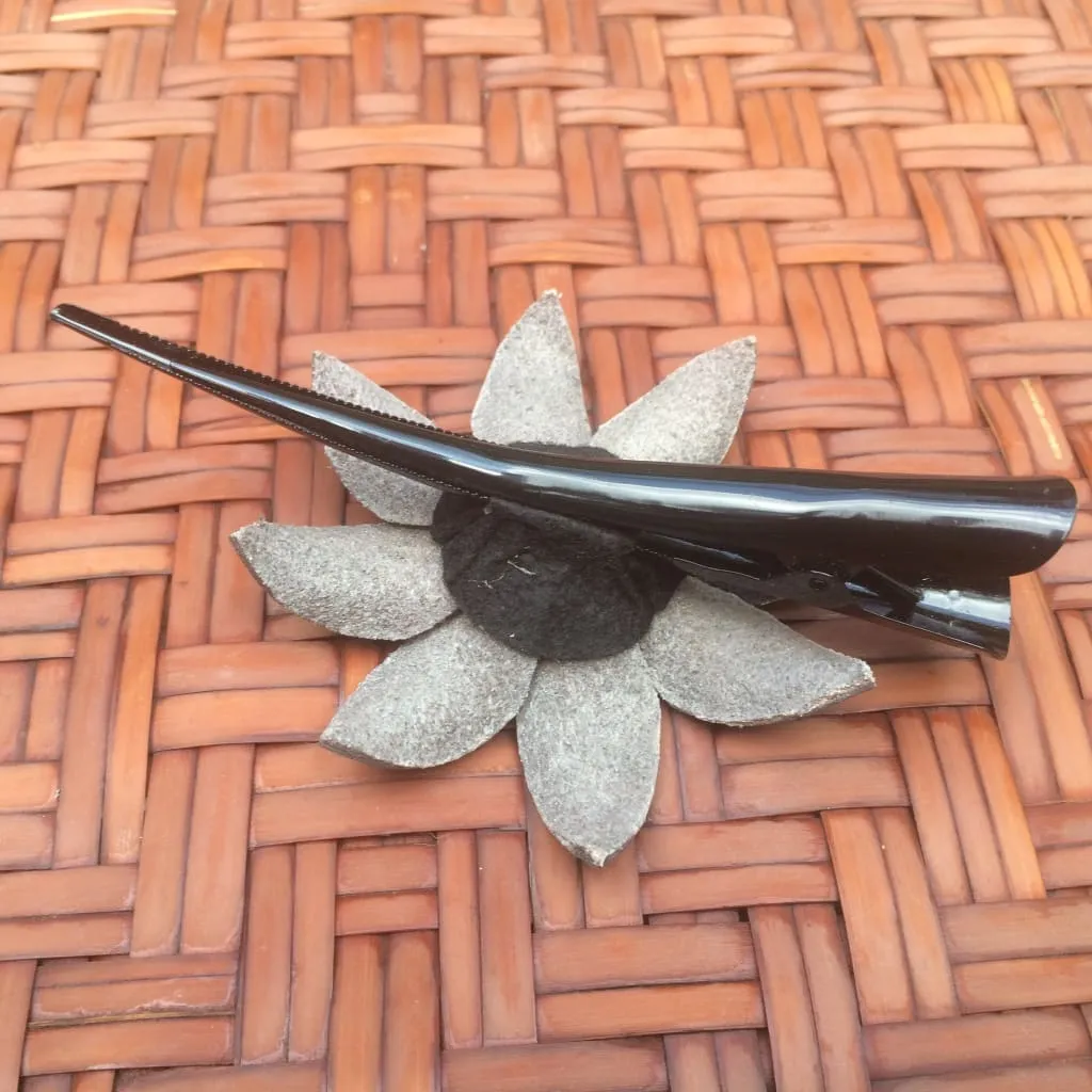 Leather Flower Hair Clip - Silver and Gold Daisy