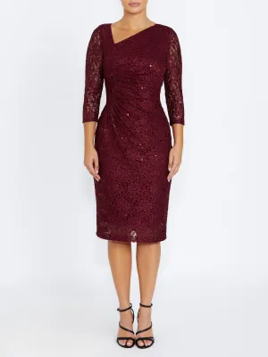Leighton Malbec Stretch Lace Dress tribal print Luxury-Fabric Lightweight Material Leighton Malbec Stretch Lace Dress