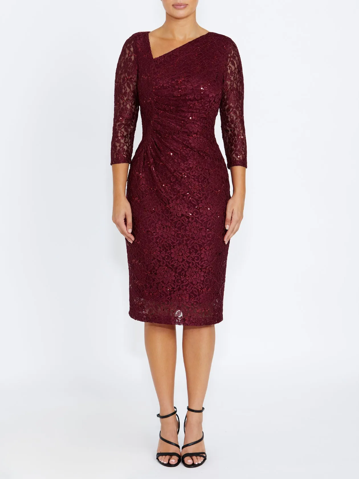 Layering Comfort Chic Wear Leighton Malbec Stretch Lace Dress