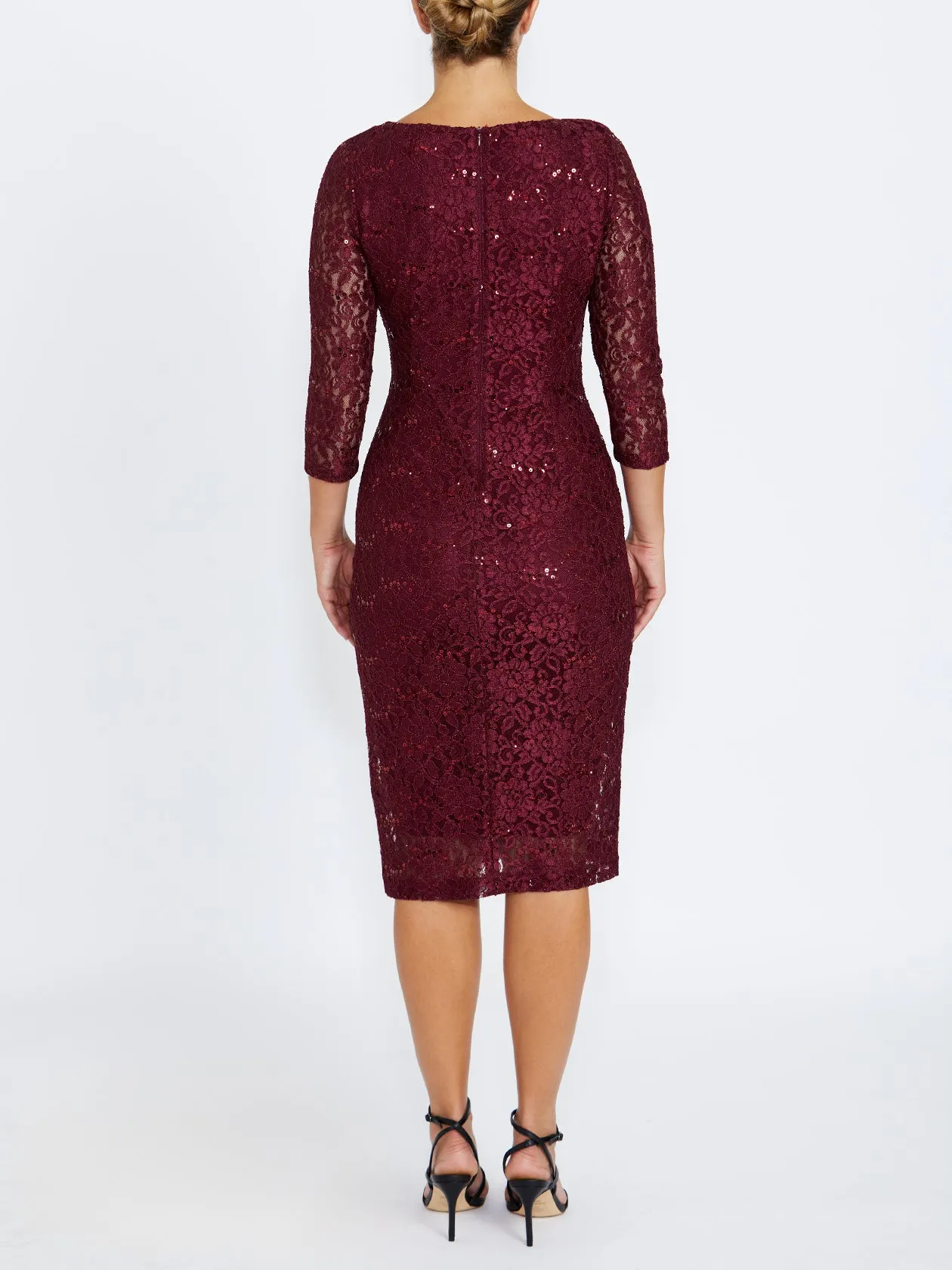 Leighton Malbec Stretch Lace Dress Elegant Mature