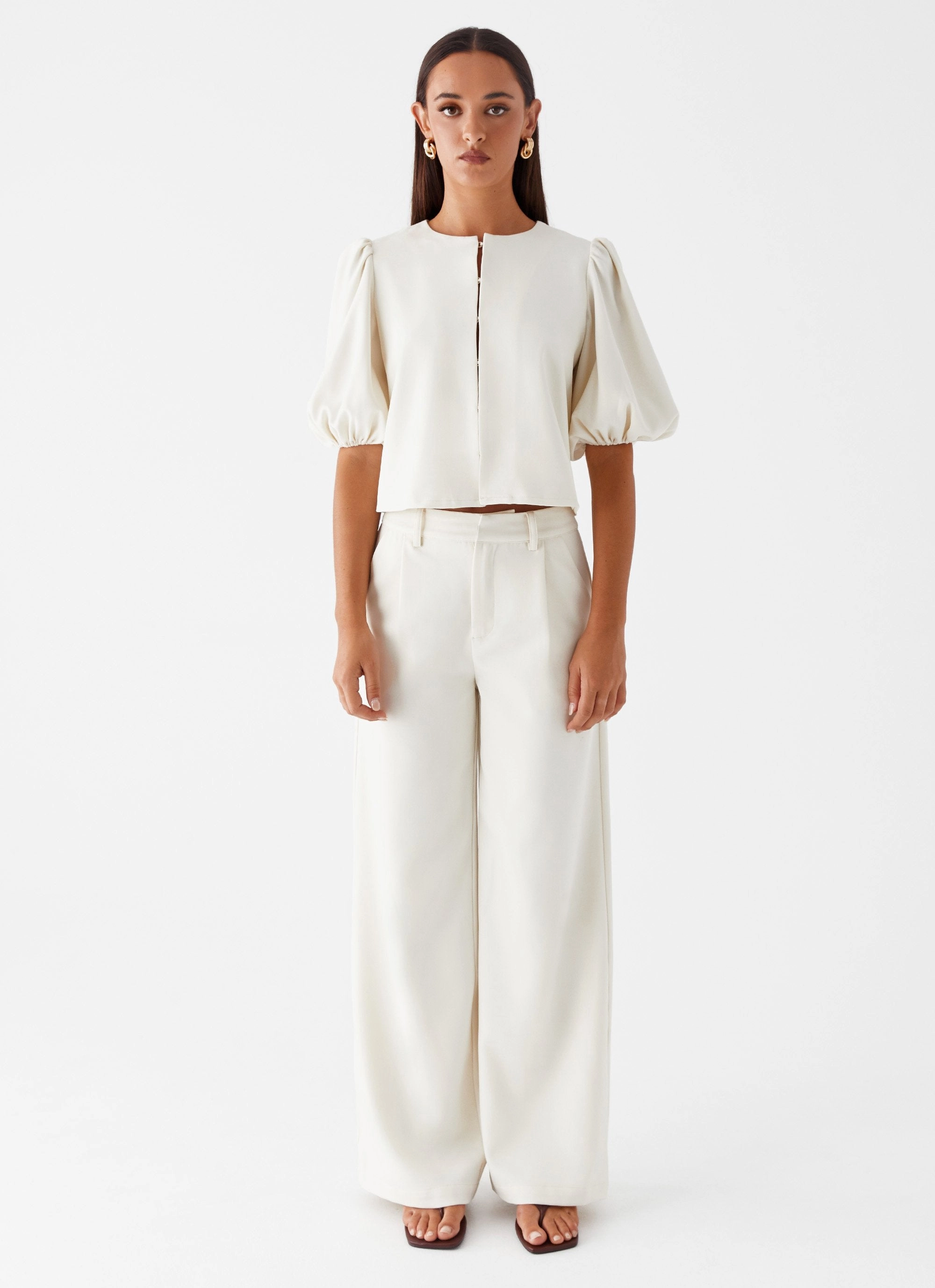 Leila Suiting Pants - Ivory Go Anywhere Wrinkle Resistant