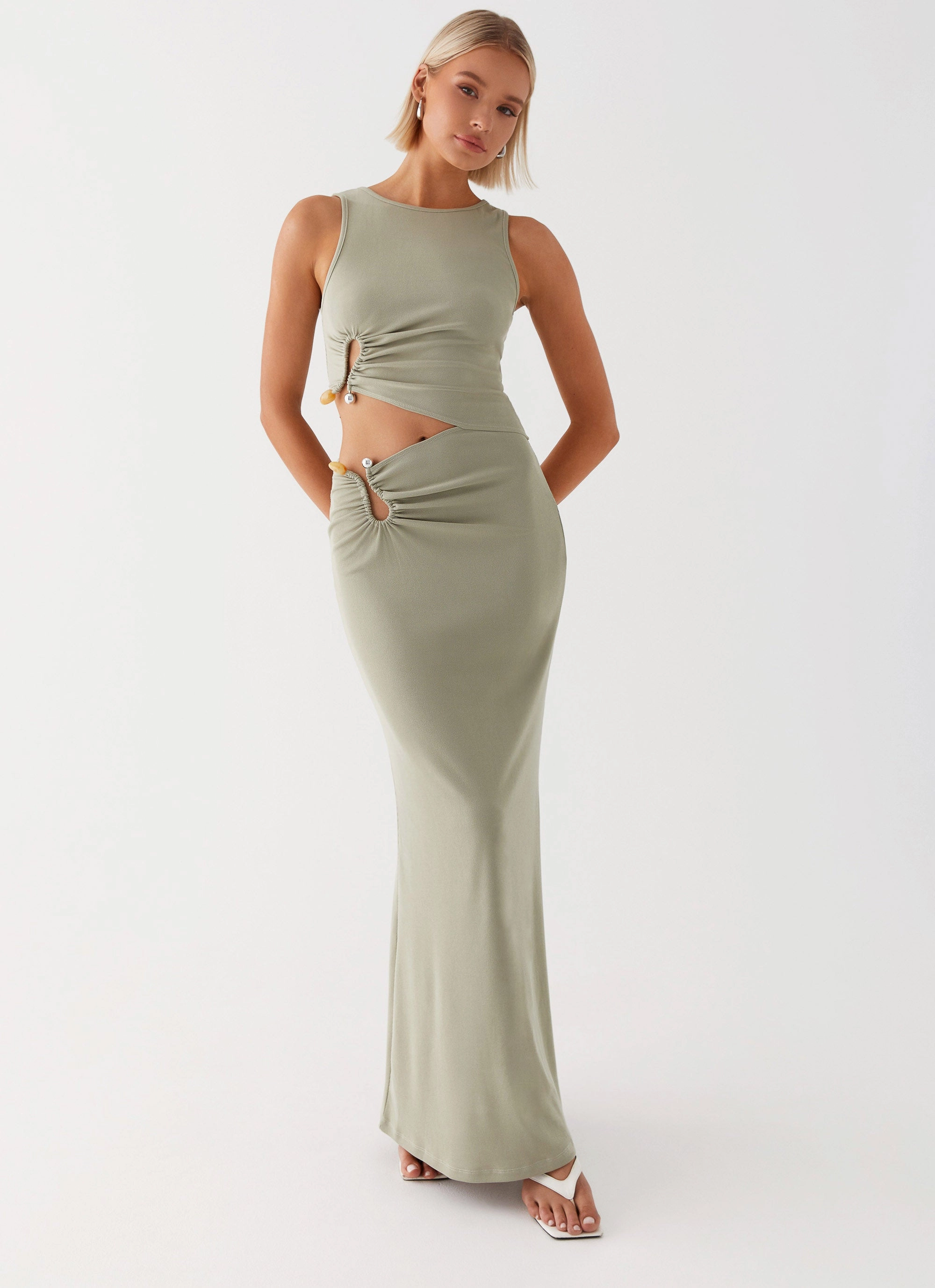 Lennox Maxi Dress - Sage Comfort waistband