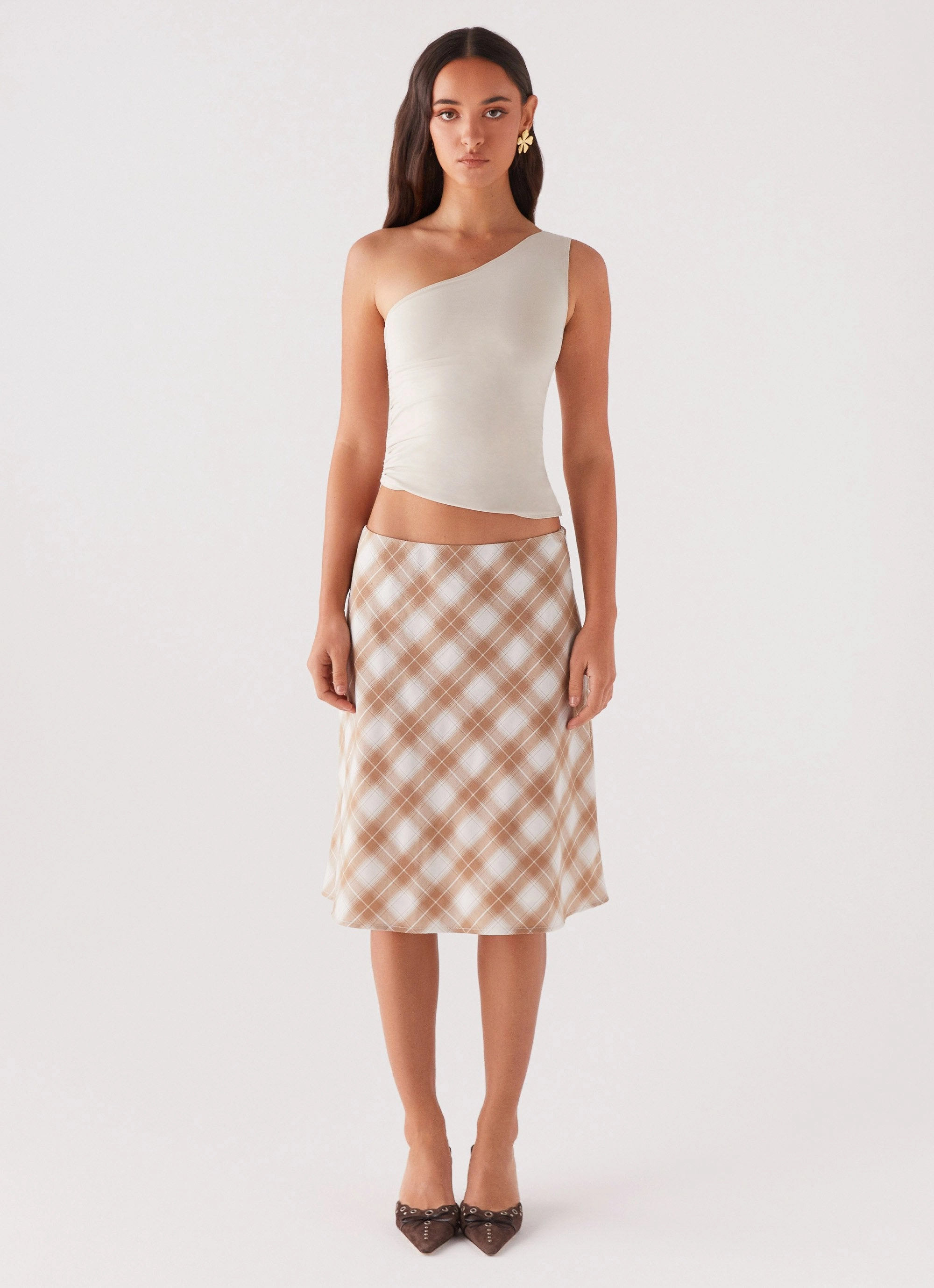 Lenny One Shoulder Top - Ecru Tear Resistant Weave