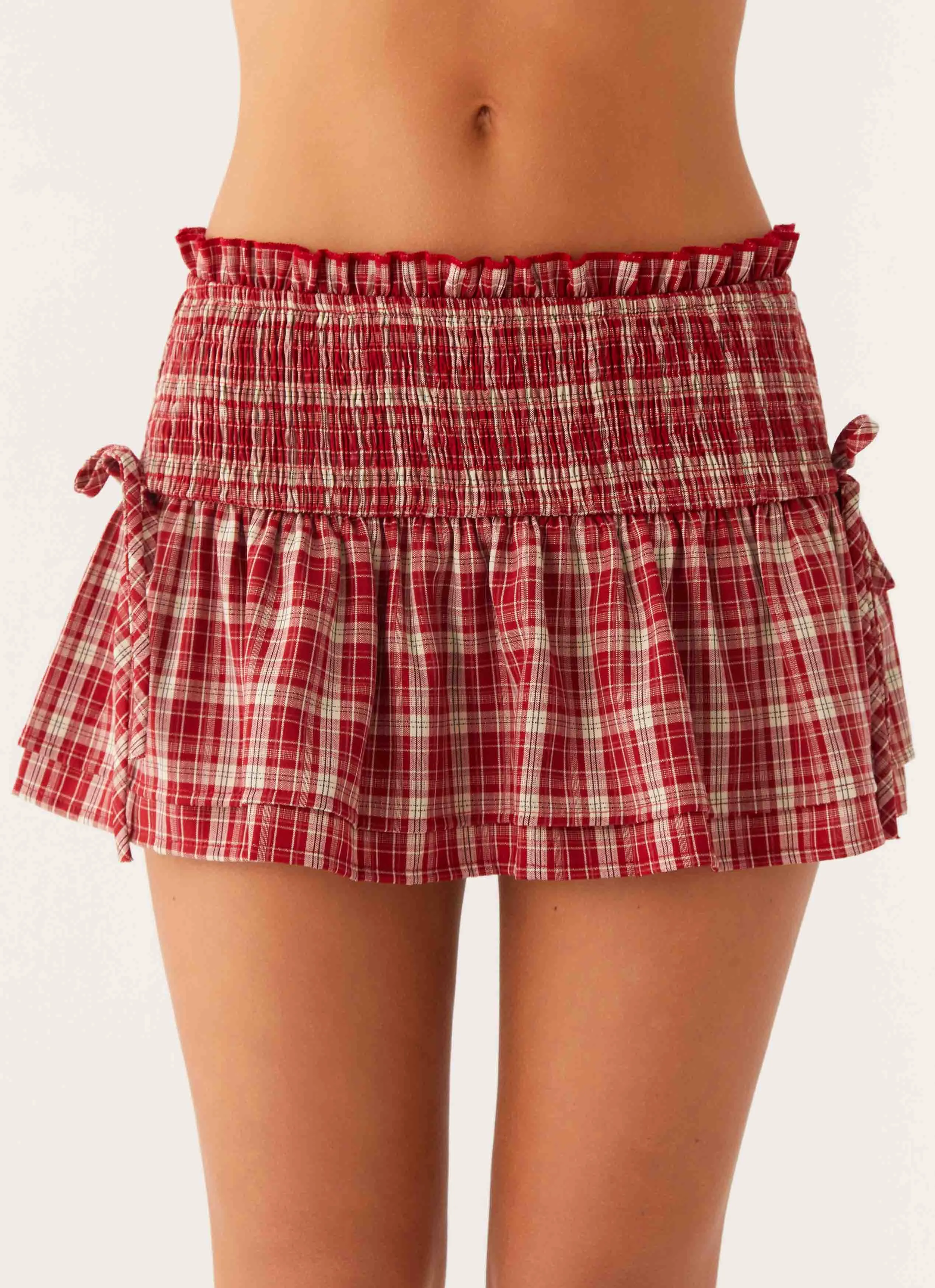 Anti Static Fabric Lenore Mini Skirt - Ruby Check