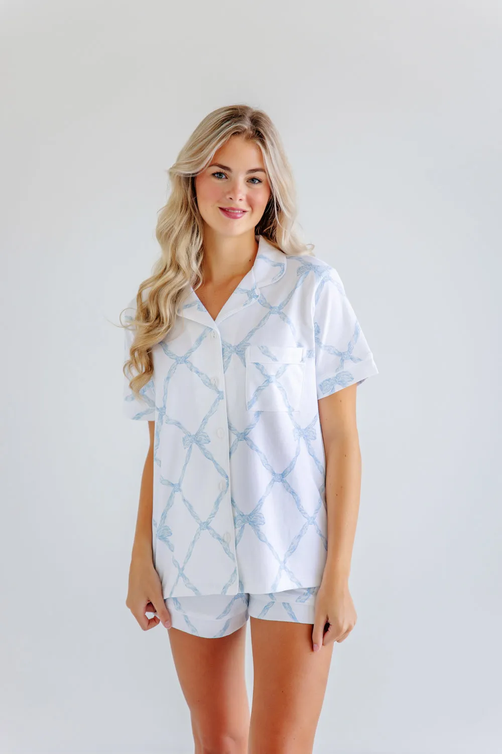 Let Me Lounge Shorts (Women) - Buckhead Blue Belle Meade Bow