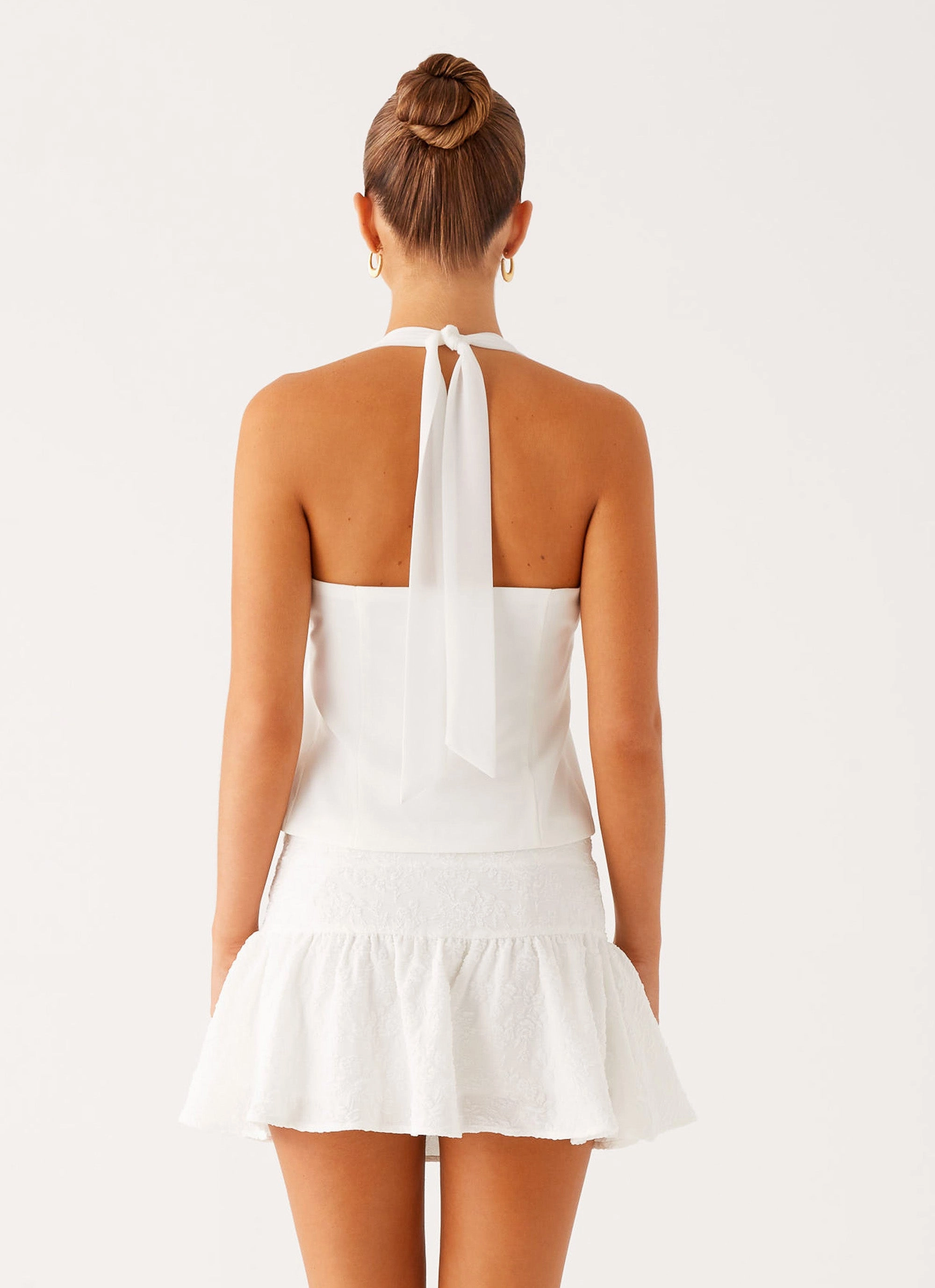 Sweat Absorbing Lining MoistureWicking Technology Lets Pretend Halterneck Top - White