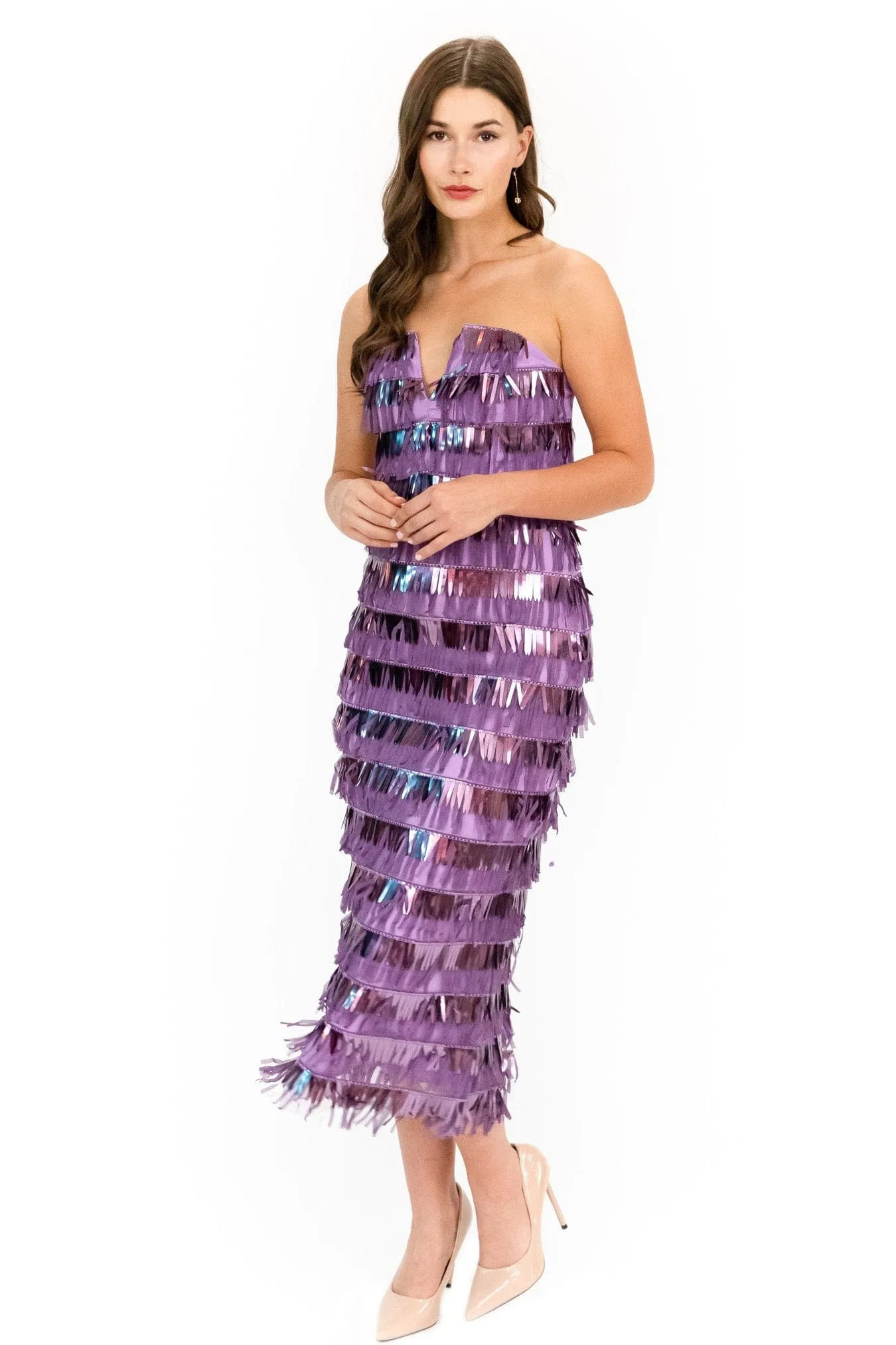 Lia Strapless Dress ?C Lilac Fringe Dreamy Silhouette Balanced Tone