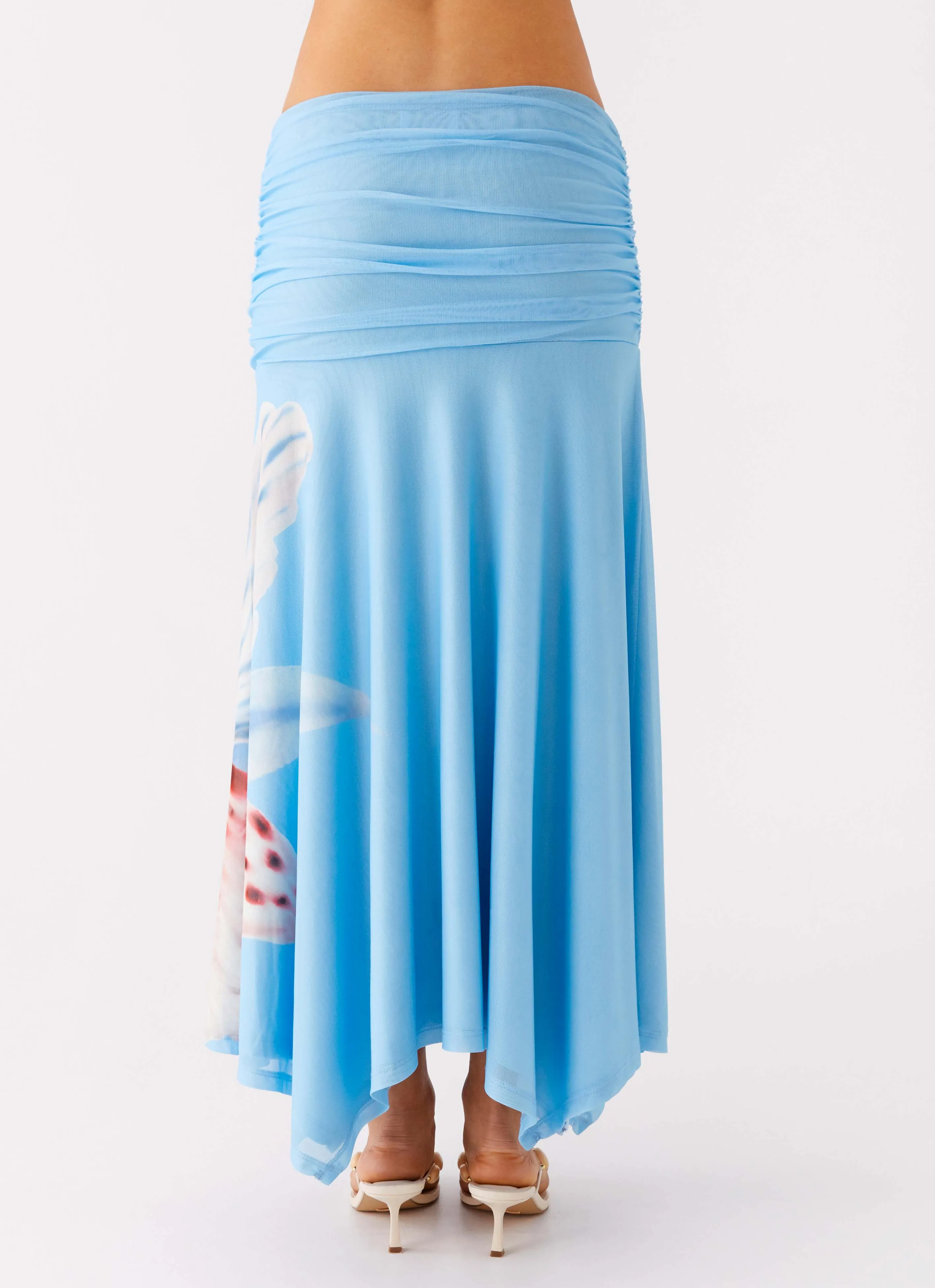 Rest Easy Liana Ruched Maxi Skirt - Deep Sea Bloom