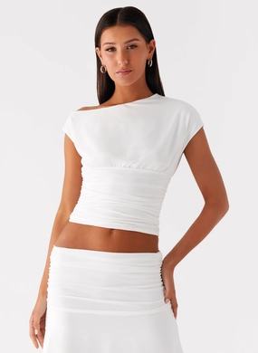 Lightwear Look Modest Wear Liana Asymmetrical Top - White