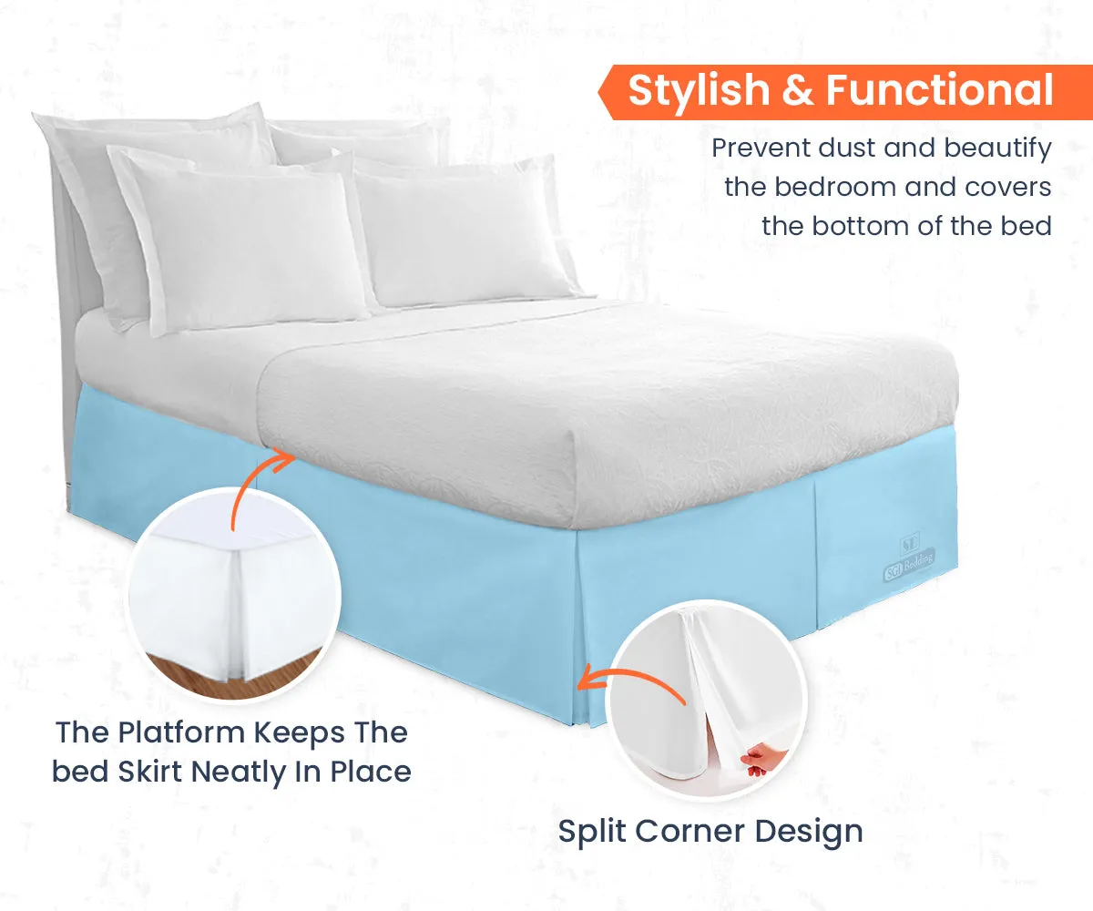 LIGHT BLUE PLEATED BED SKIRT