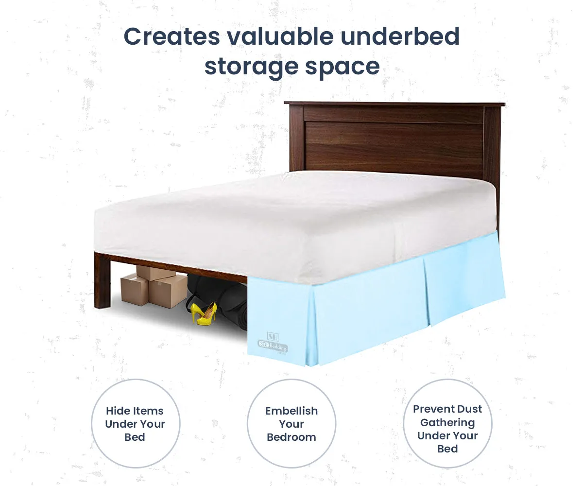 LIGHT BLUE PLEATED BED SKIRT