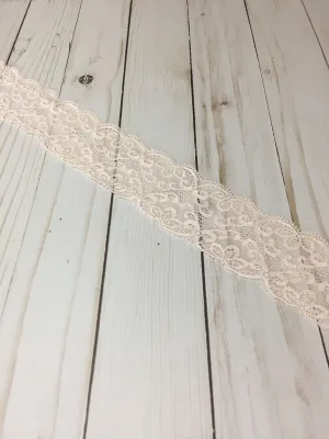 Light Peach 2.25" Wide Heart Stretch Lace