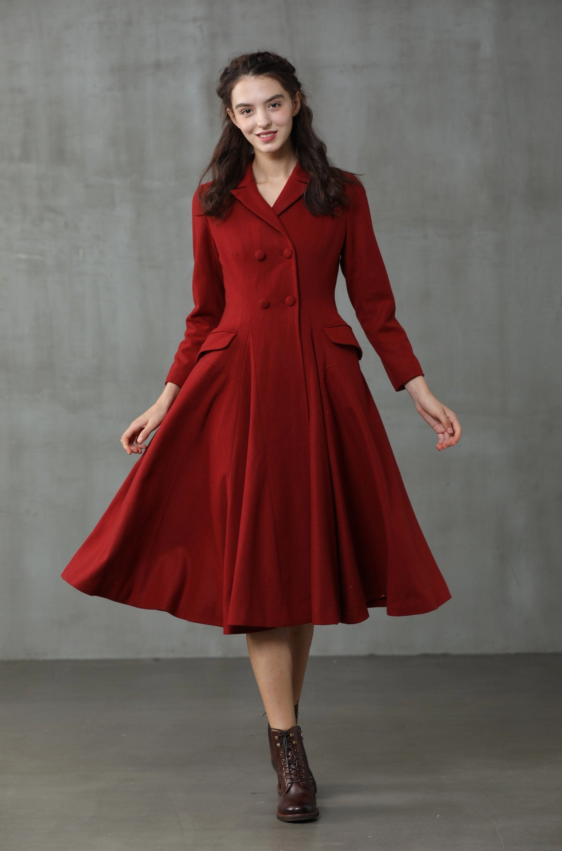 Full Coverage Roman Holiday 2020 | Red Wool Coat Jacket