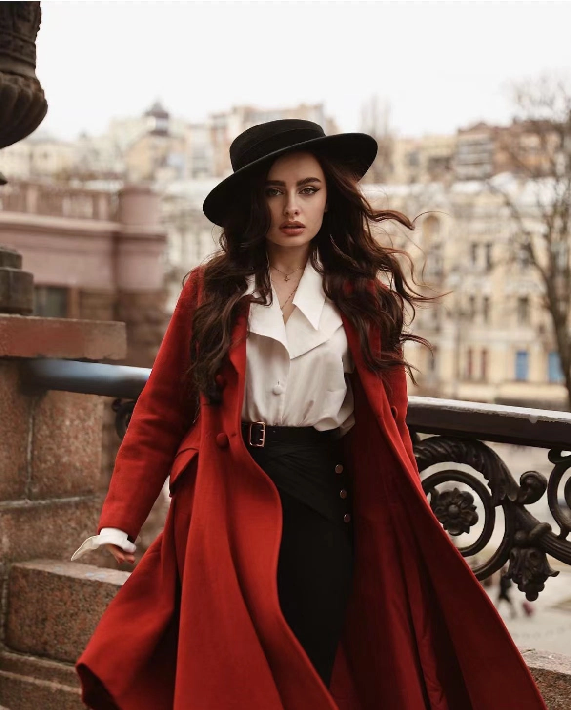Roman Holiday 2020 | Red Wool Coat Jacket Ready Glow