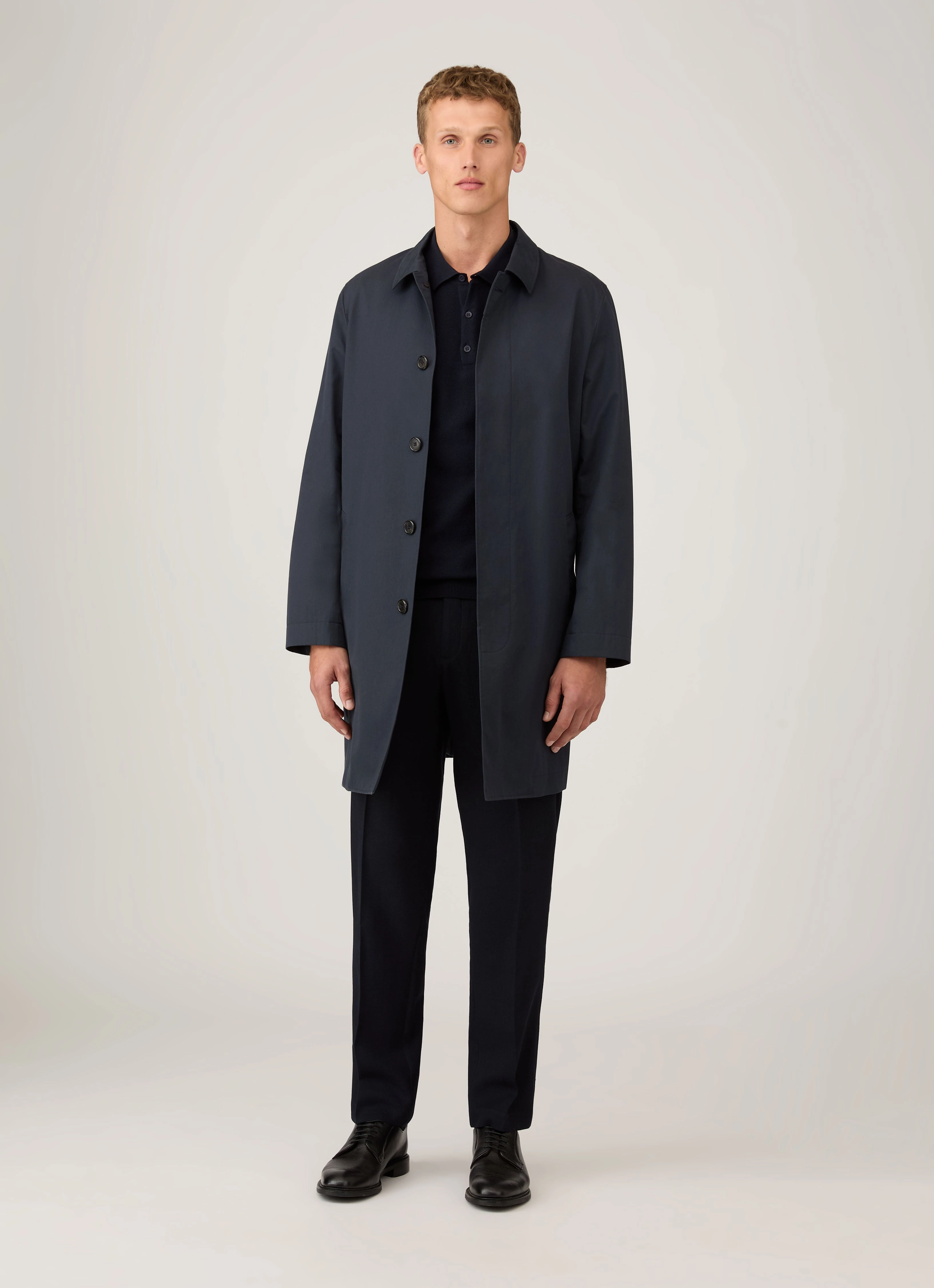 Placket Reinforcement All Day Fit Men's Knit Polo Shirt in Navy