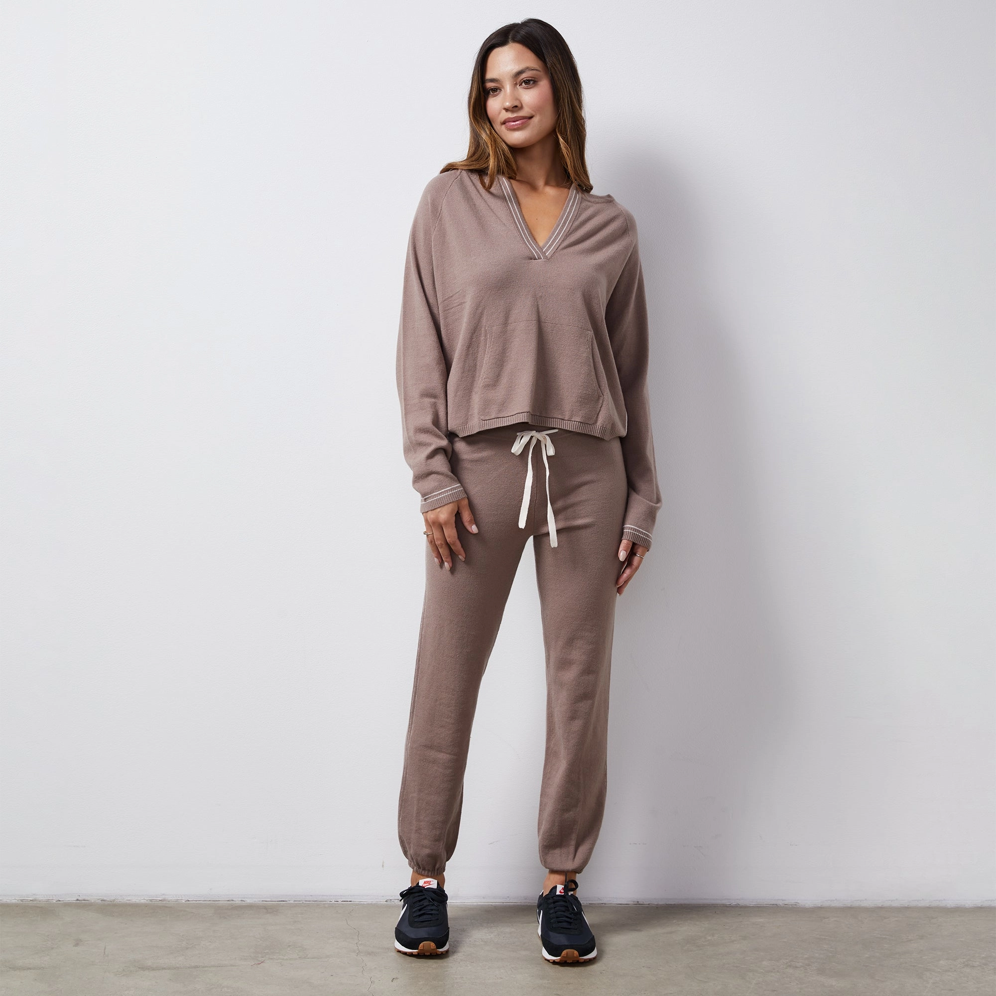 Light Soft Knit Contrast Stitch Vintage Sweat FlexibleCuff