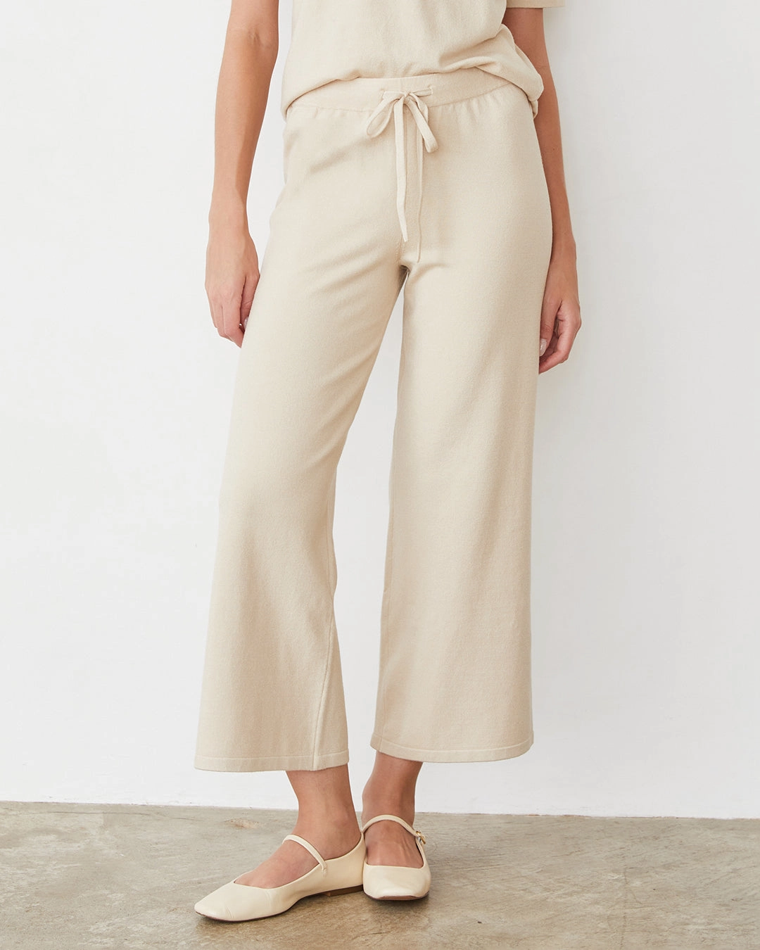Light Soft Knit Crop Lounge Pant Mesh Panel