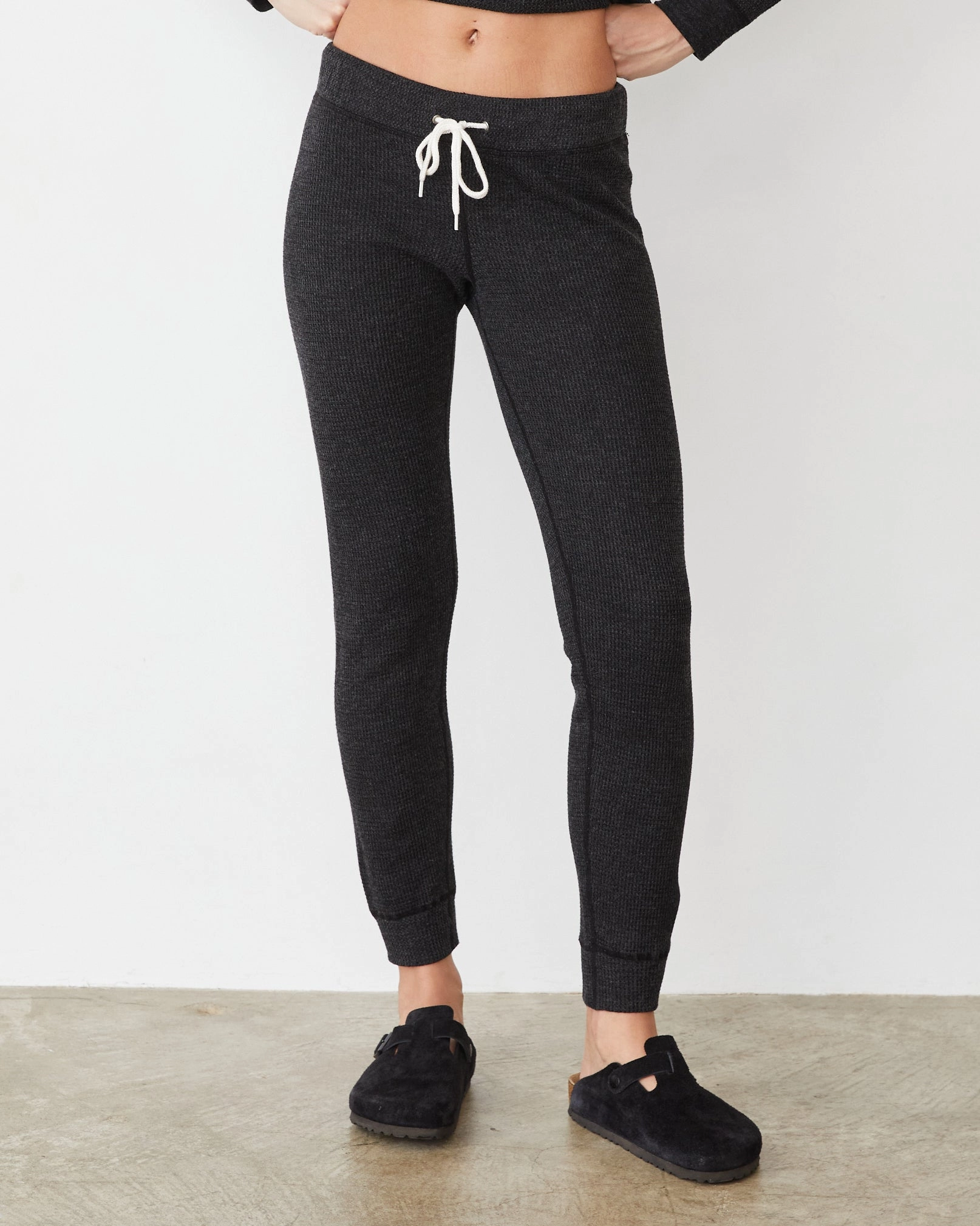 Cozy Heather Thermal Cuff Sweat Smart Look Tapered Look