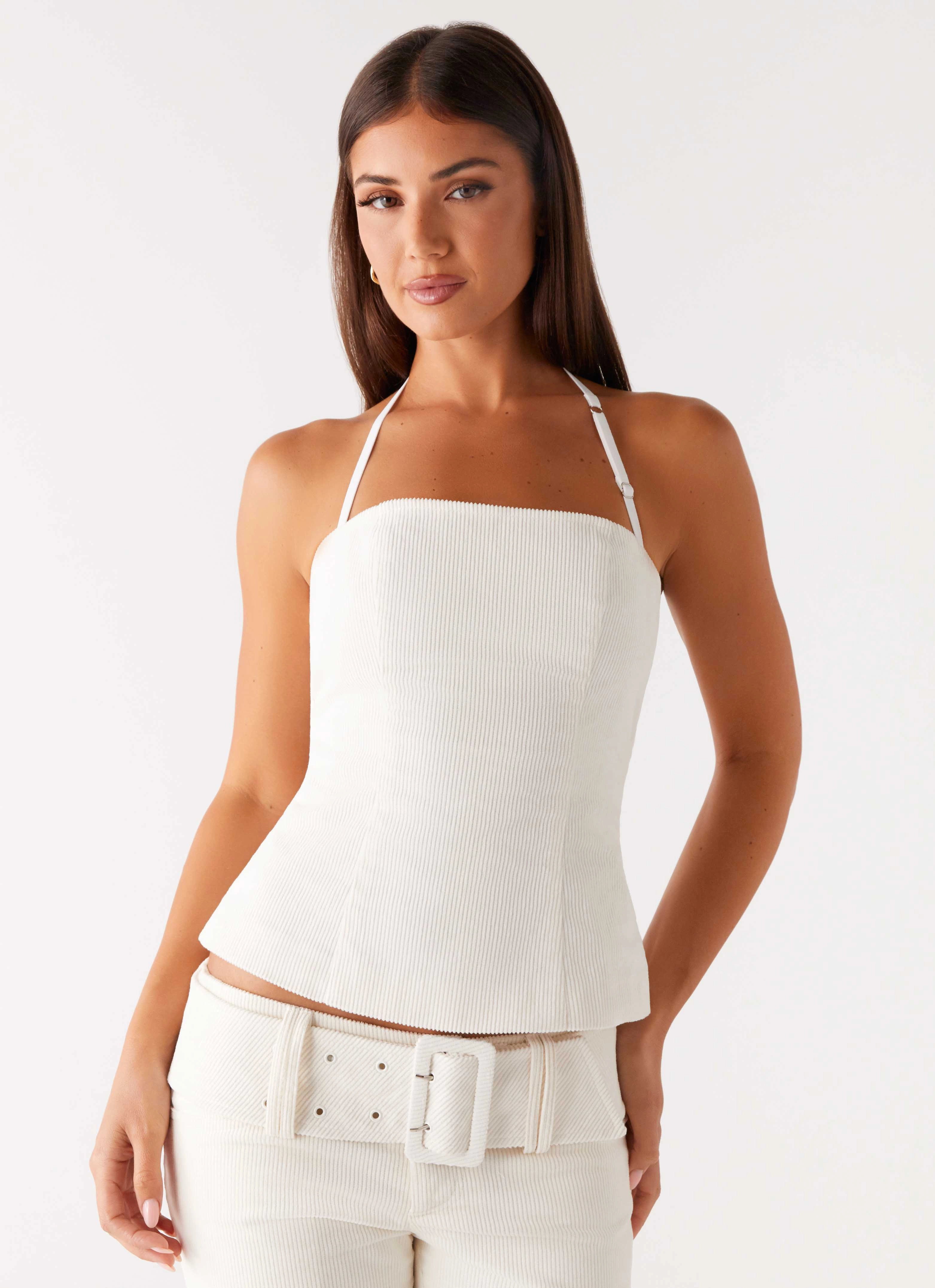 NonIrritatingEdges Hidden Pocket Design Maya Backless Top - Pearl