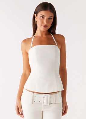 LightDeflecting Fiber Maya Backless Top - Pearl Thermal Regulating Design Maya Backless Top - Pearl