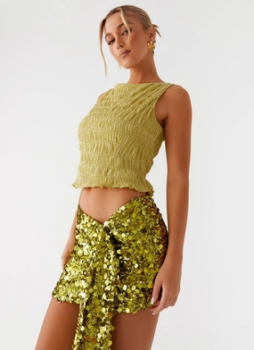 Lights On Sequin Mini Skirt - Olive Perfect Fit Wear Lights On Sequin Mini Skirt - Olive Cozy Wear