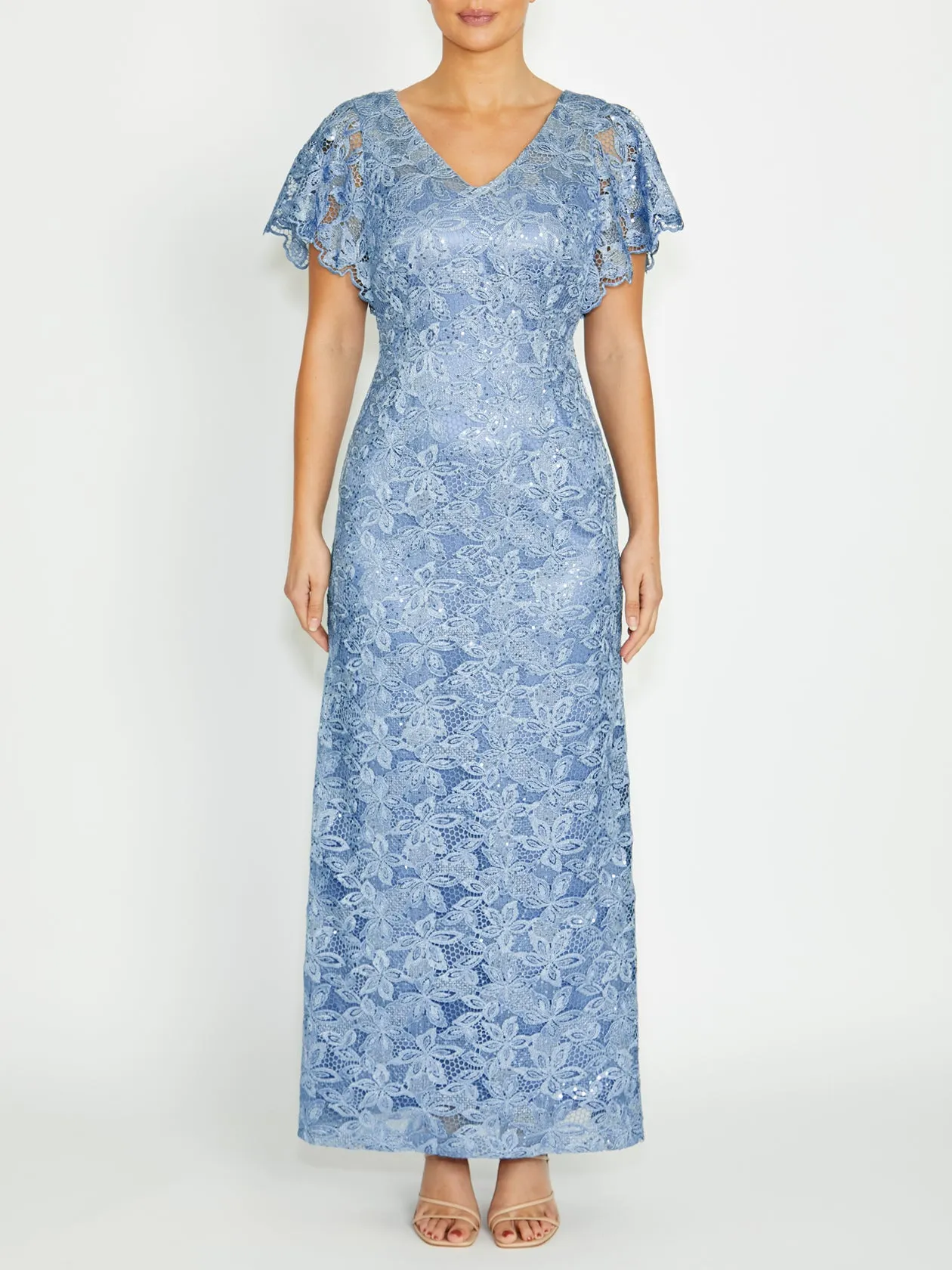 Seasonal Wear Nya Sky Blue Lace Gown