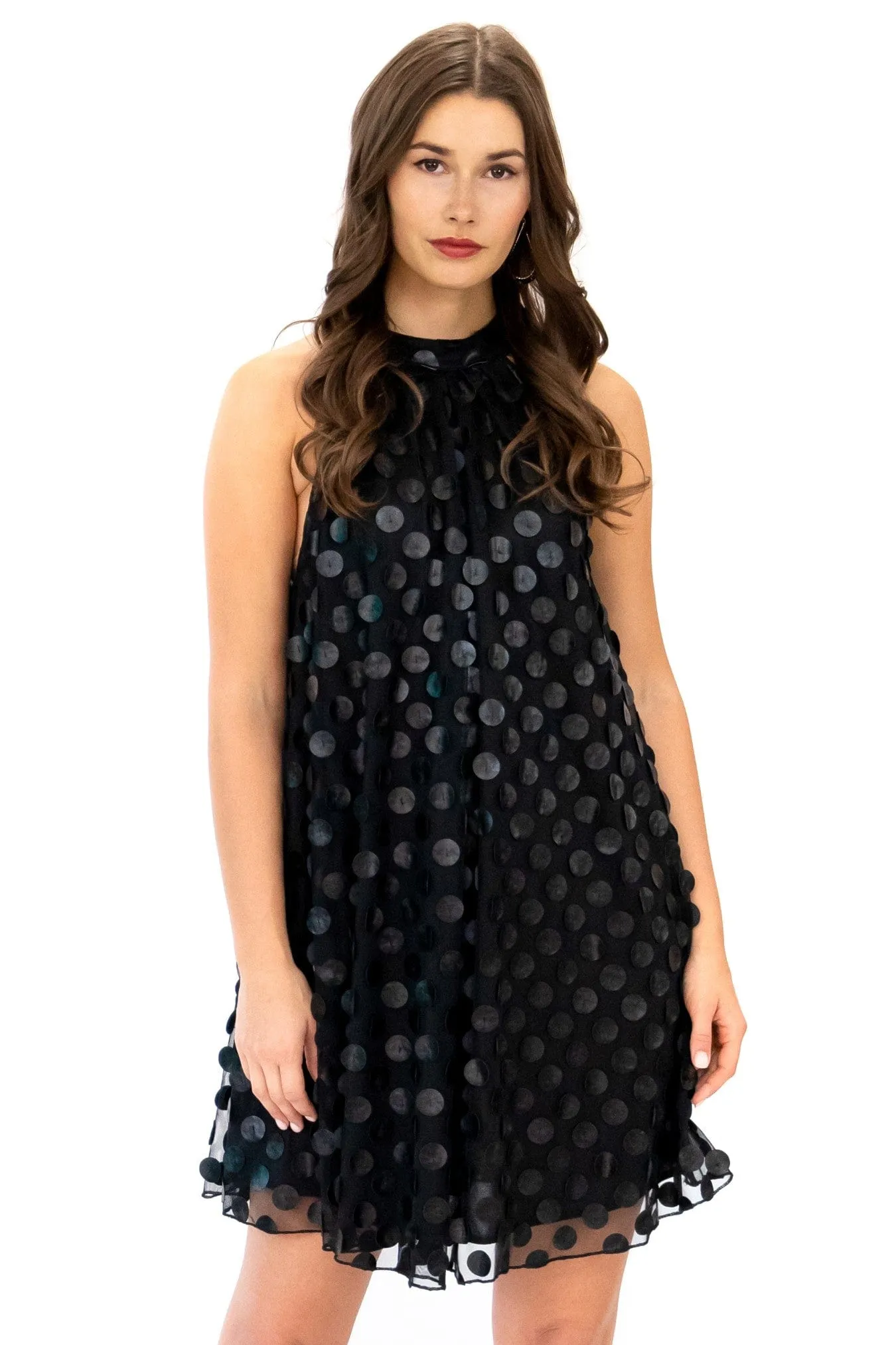 Halter Swing Mini Dress - Black Leather Payette All Day Ready