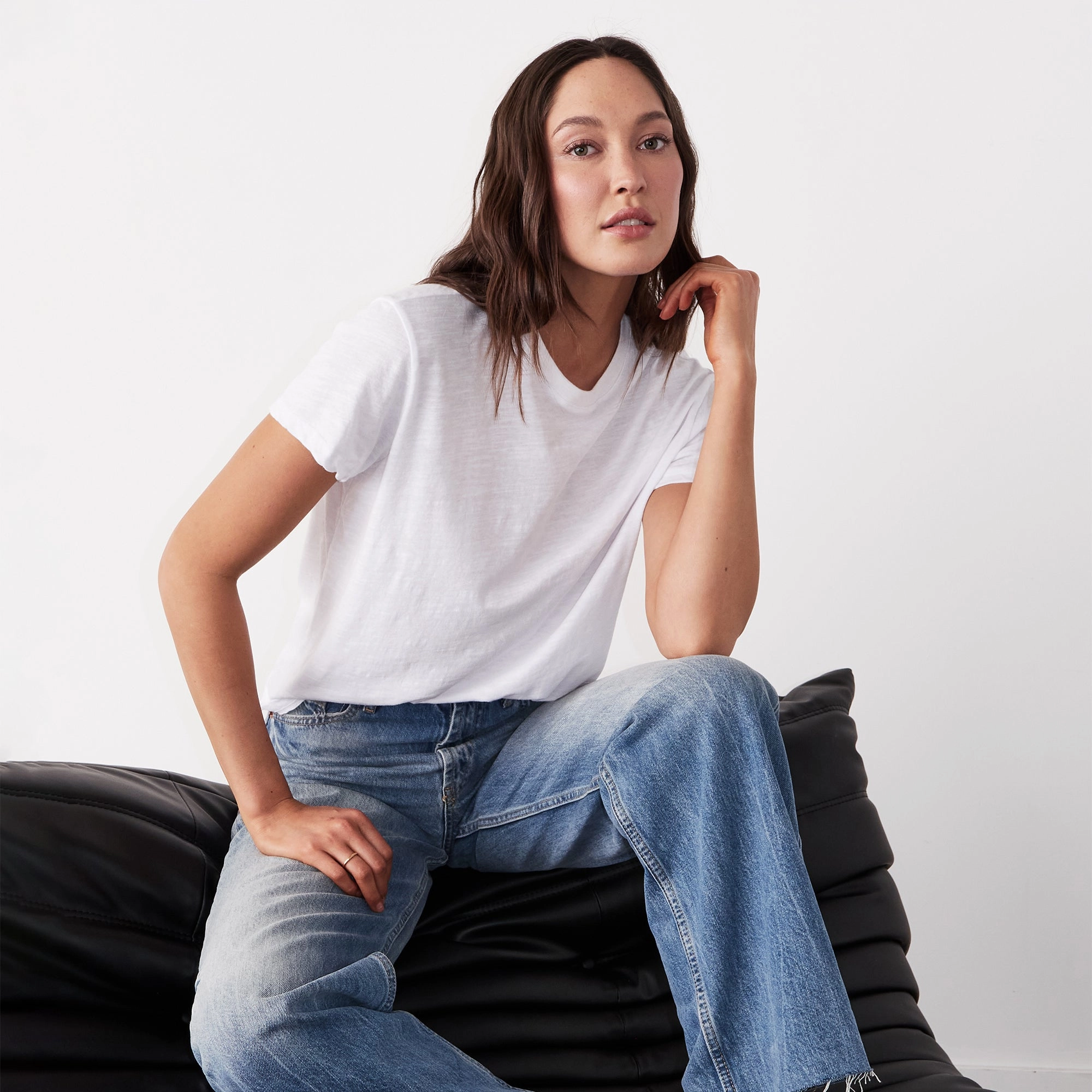 Eco Friendly Fabric Textured Tri-Blend Basic Crew Neck Tee