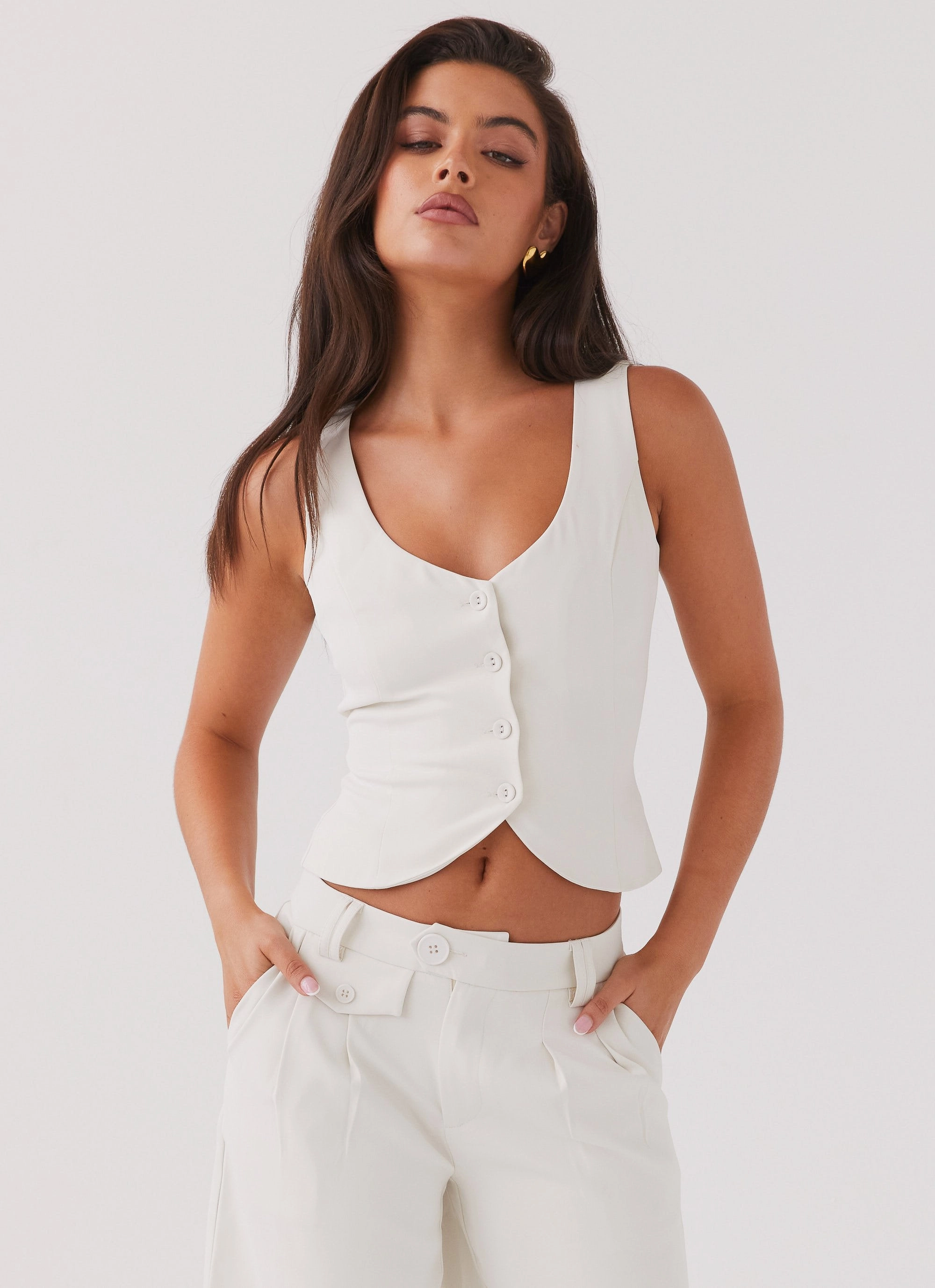 Tammy Suiting Vest - Ivory AthleisureCompatible