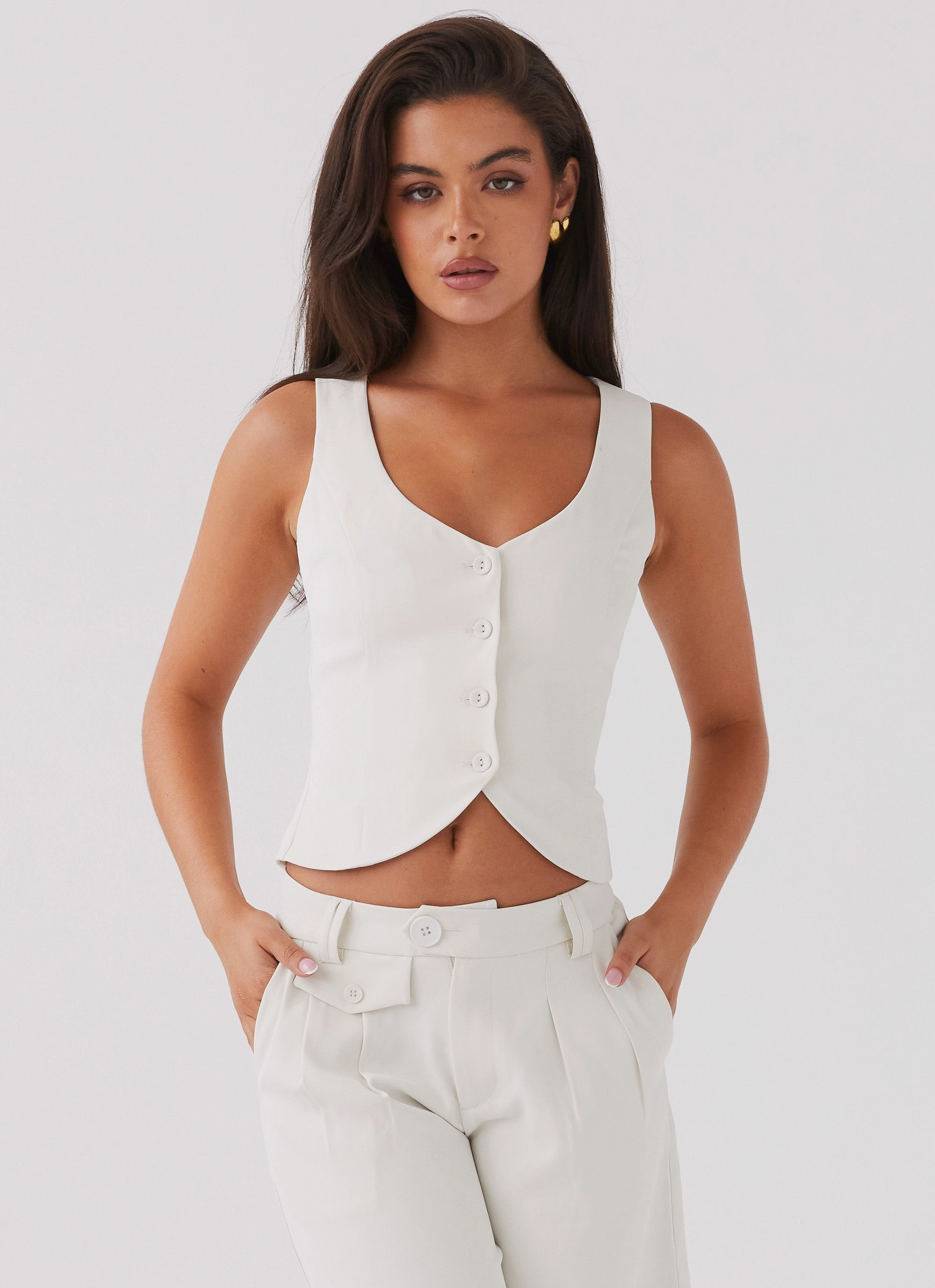 Tammy Suiting Vest - Ivory simple design