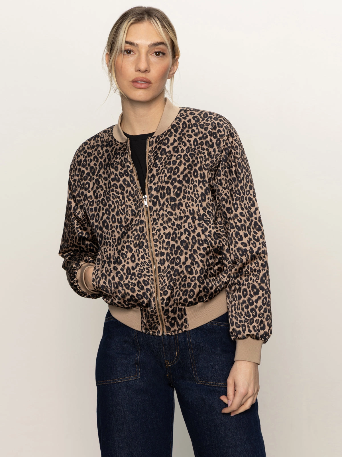 Monroe Sateen Bomber Jacket French Kitty Engineer Non Irritating Collar