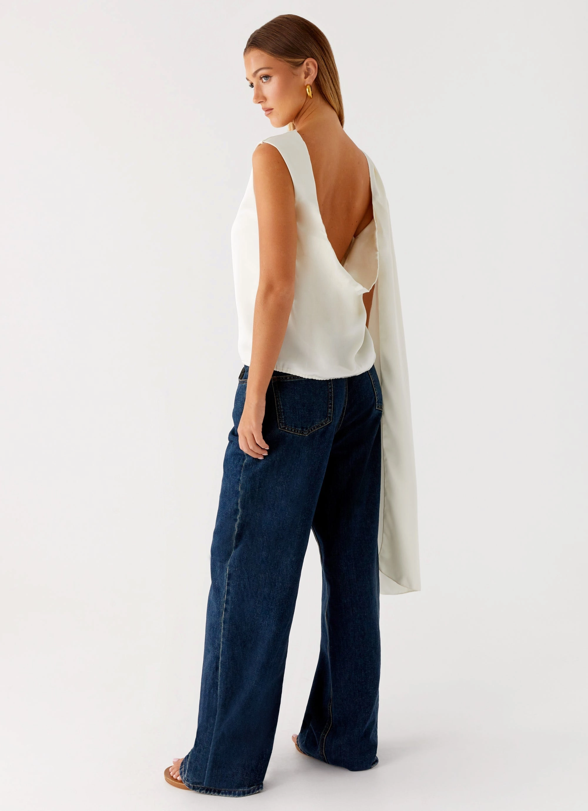 Wrinkle Resistant Finish SoftBrushed Mojito Cowl Top - Ivory