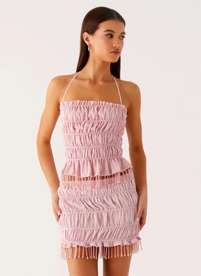 LightweightBlend Shari Beaded Halter Top - Pink Shari Beaded Halter Top - Pink Multi Directional Zipper Placement