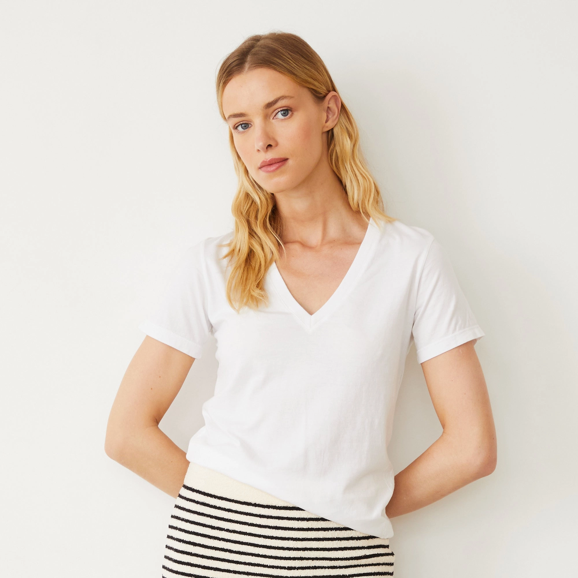 Tear Resistant Weave EcoFriendly Material Basic V Neck Tee