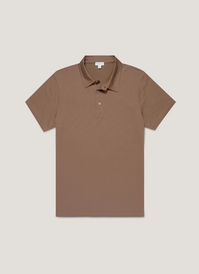 LightweightWeave Men's Classic Jersey Polo Shirt in Bark Men's Classic Jersey Polo Shirt in Bark Casual Vibe Cotton fabric