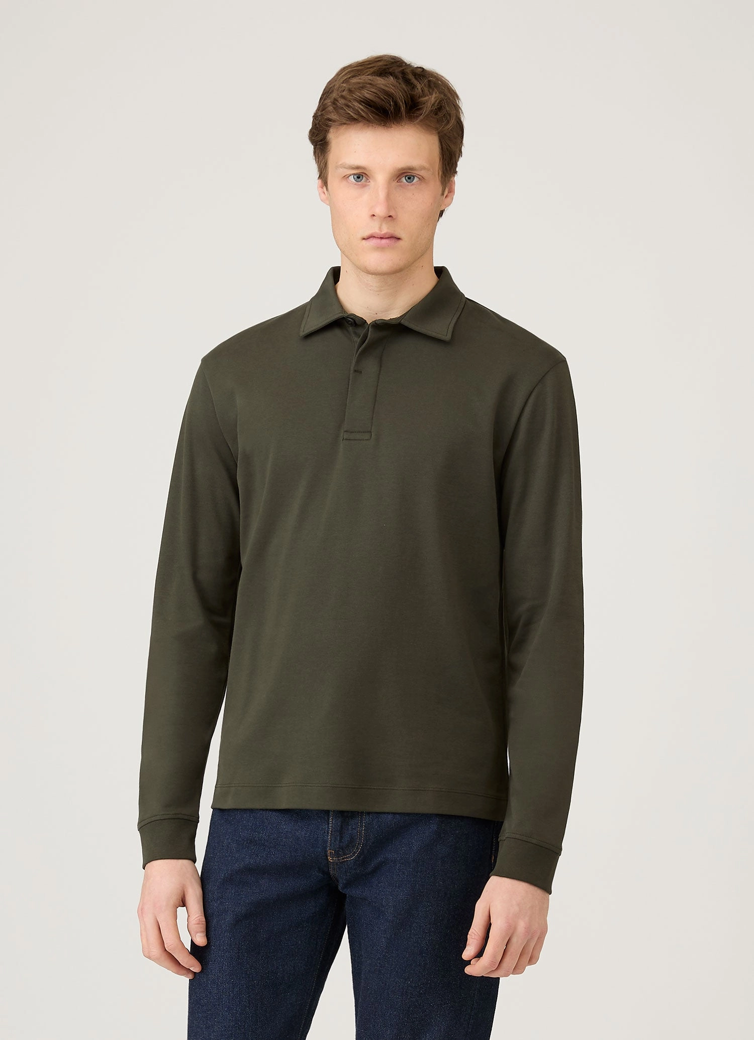 Anti Odor Technology Men's Heavyweight Rugby Polo Shirt in Dark Green