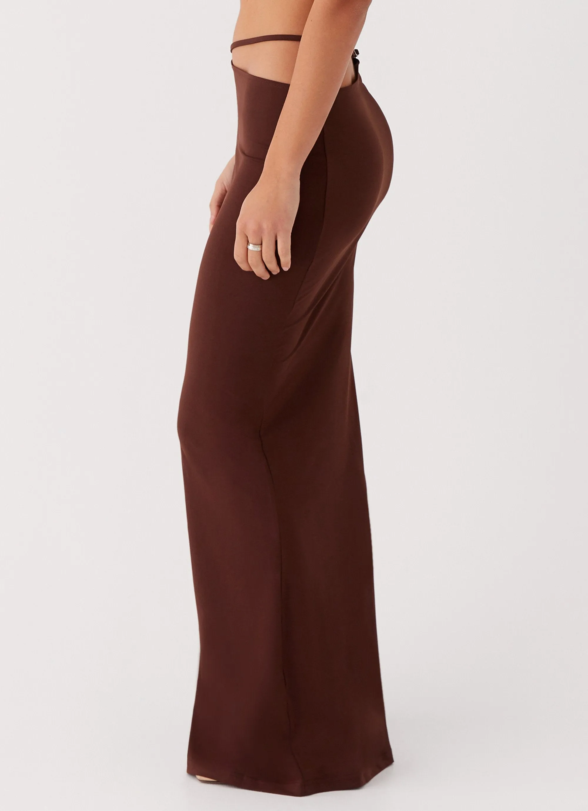 No Fuss Soft Interior Like You Do Low Rise Maxi Skirt - Chocolate
