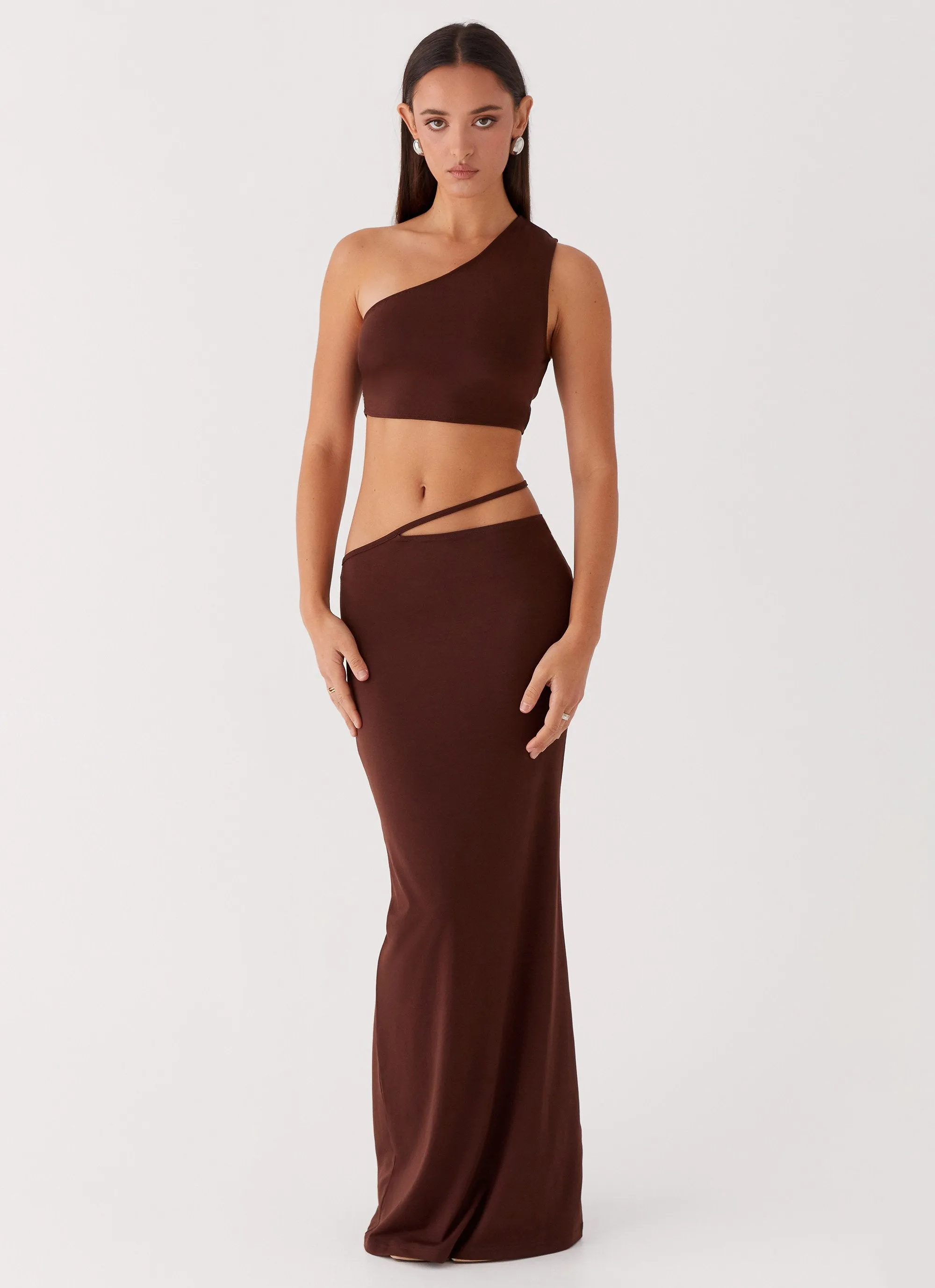 Like You Do Low Rise Maxi Skirt - Chocolate FlexibleMobility