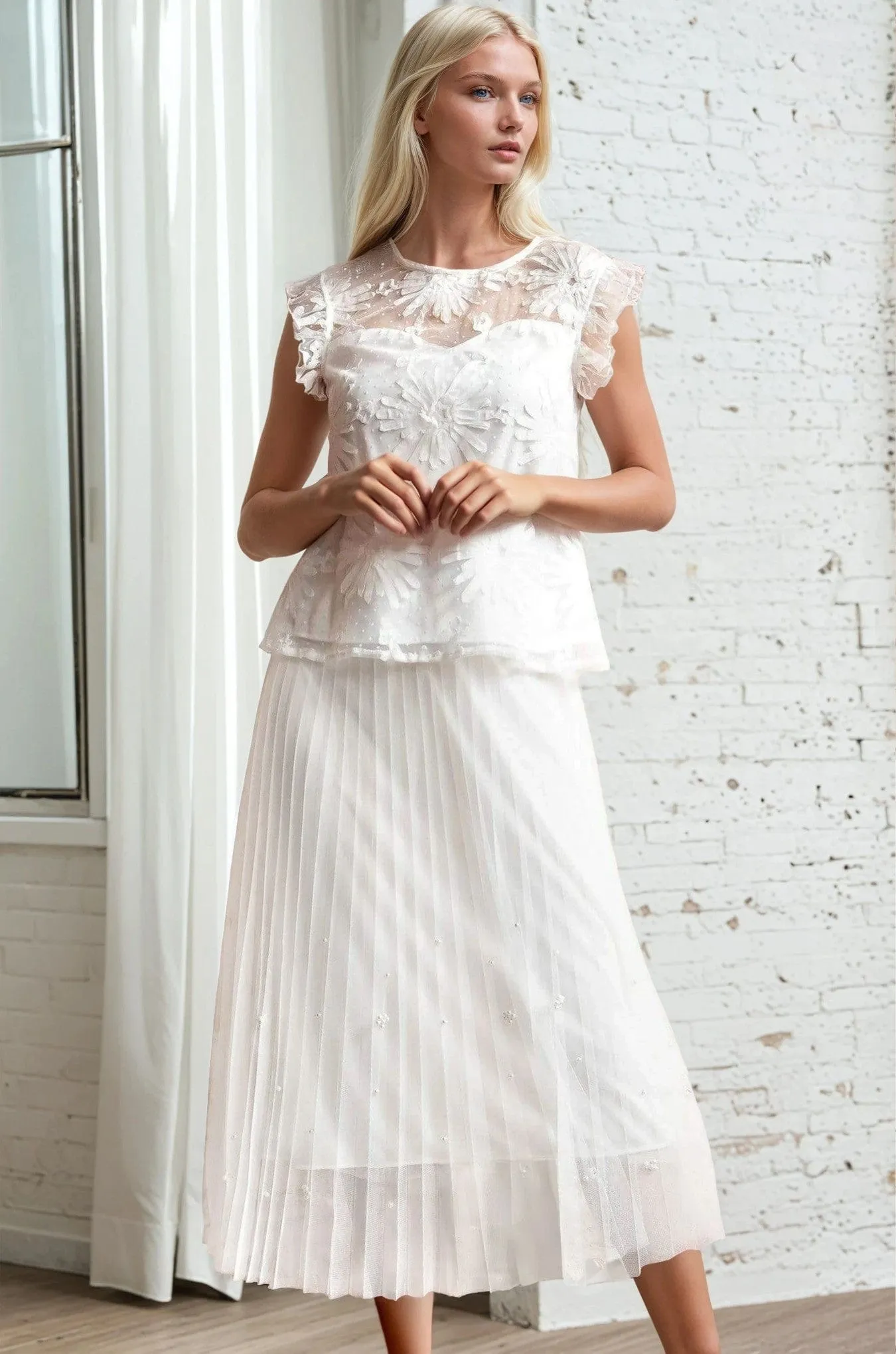 Fashion Pulse Lila Pearl Tulle Skirt