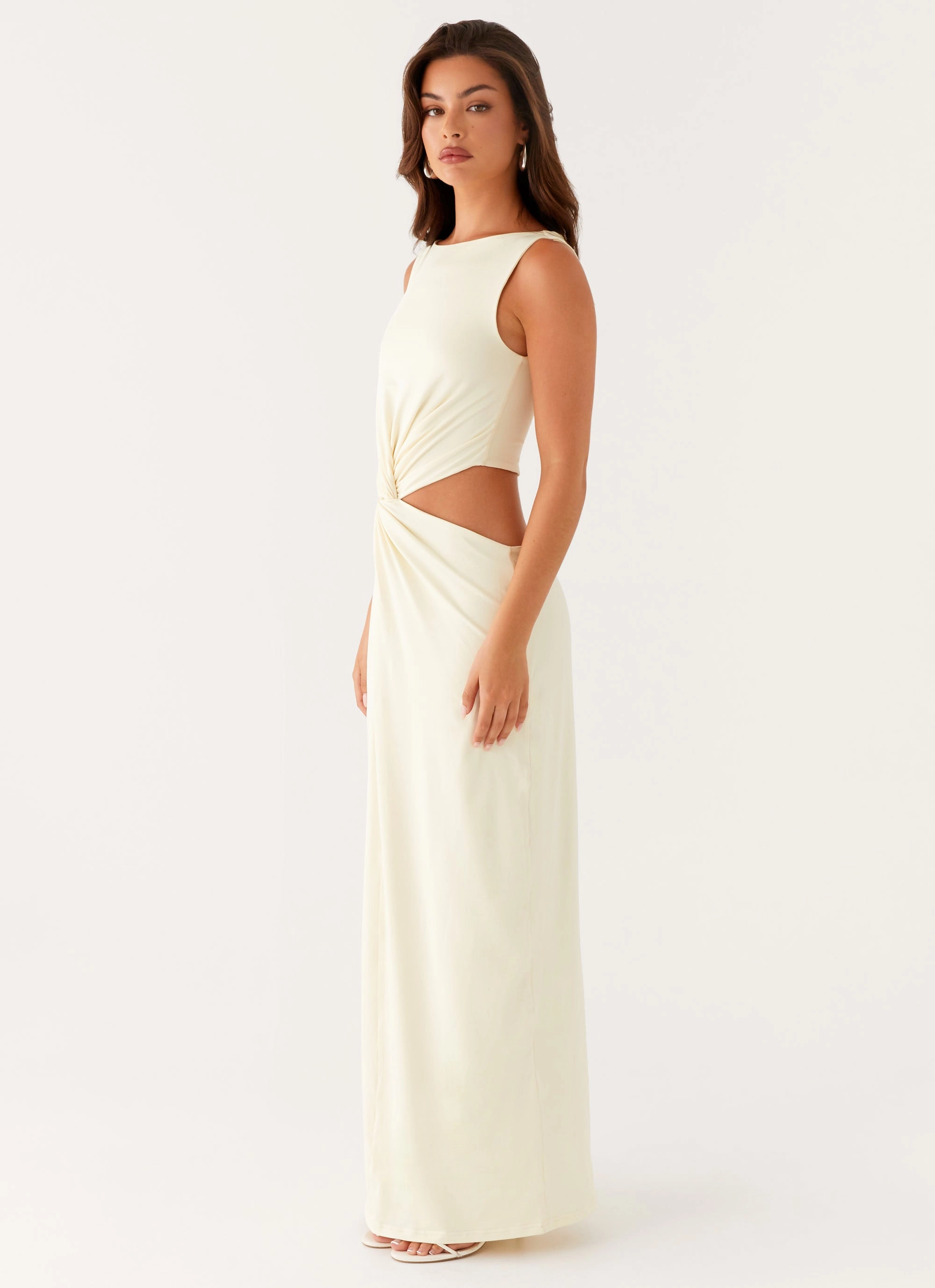 Evening Vibe Dainty Finish Lilabelle Twist Maxi Dress - Yellow