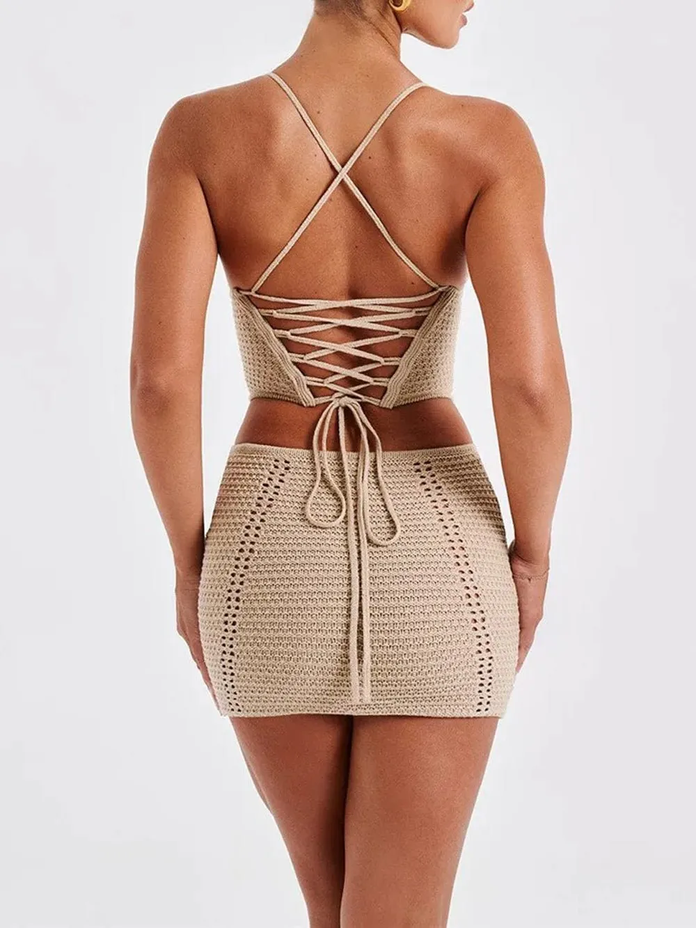 Lily Backless Sleeveless Top & Skirt Set