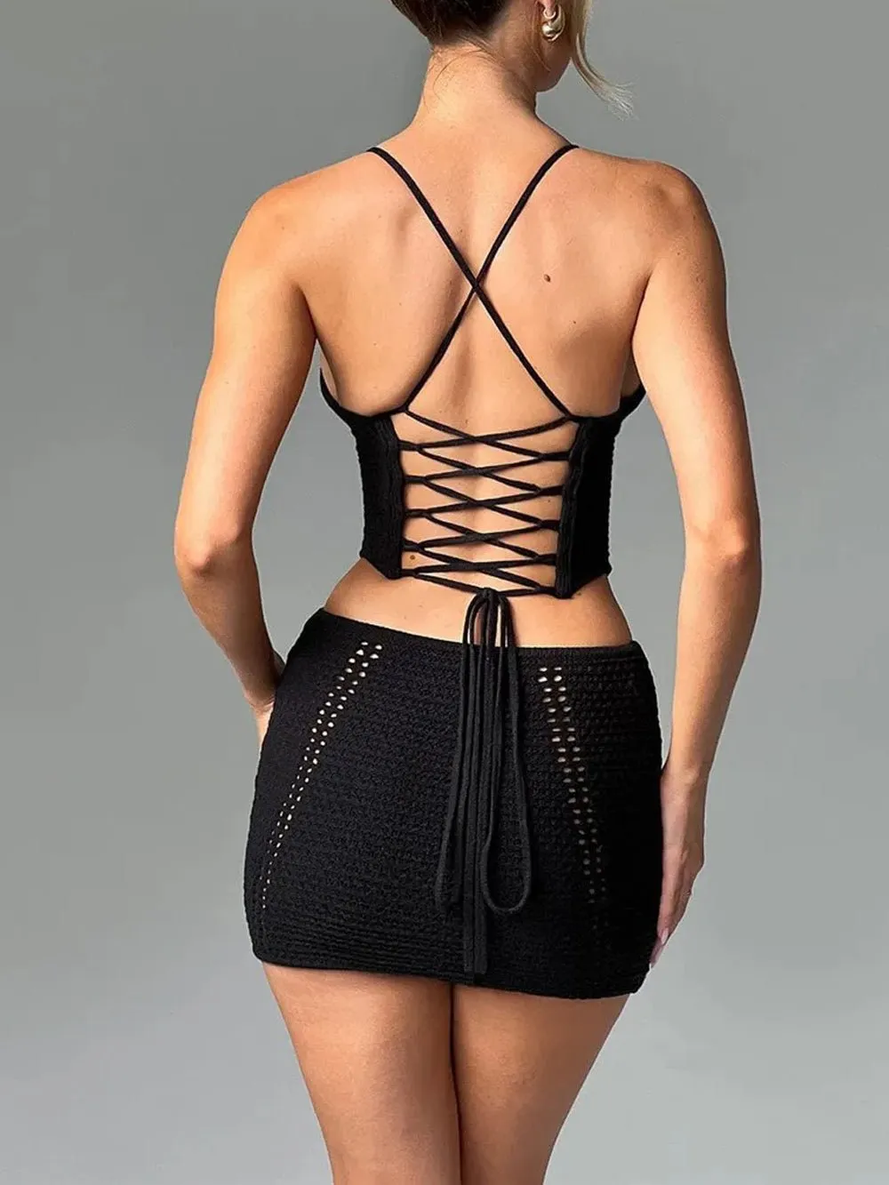 Lily Backless Sleeveless Top & Skirt Set