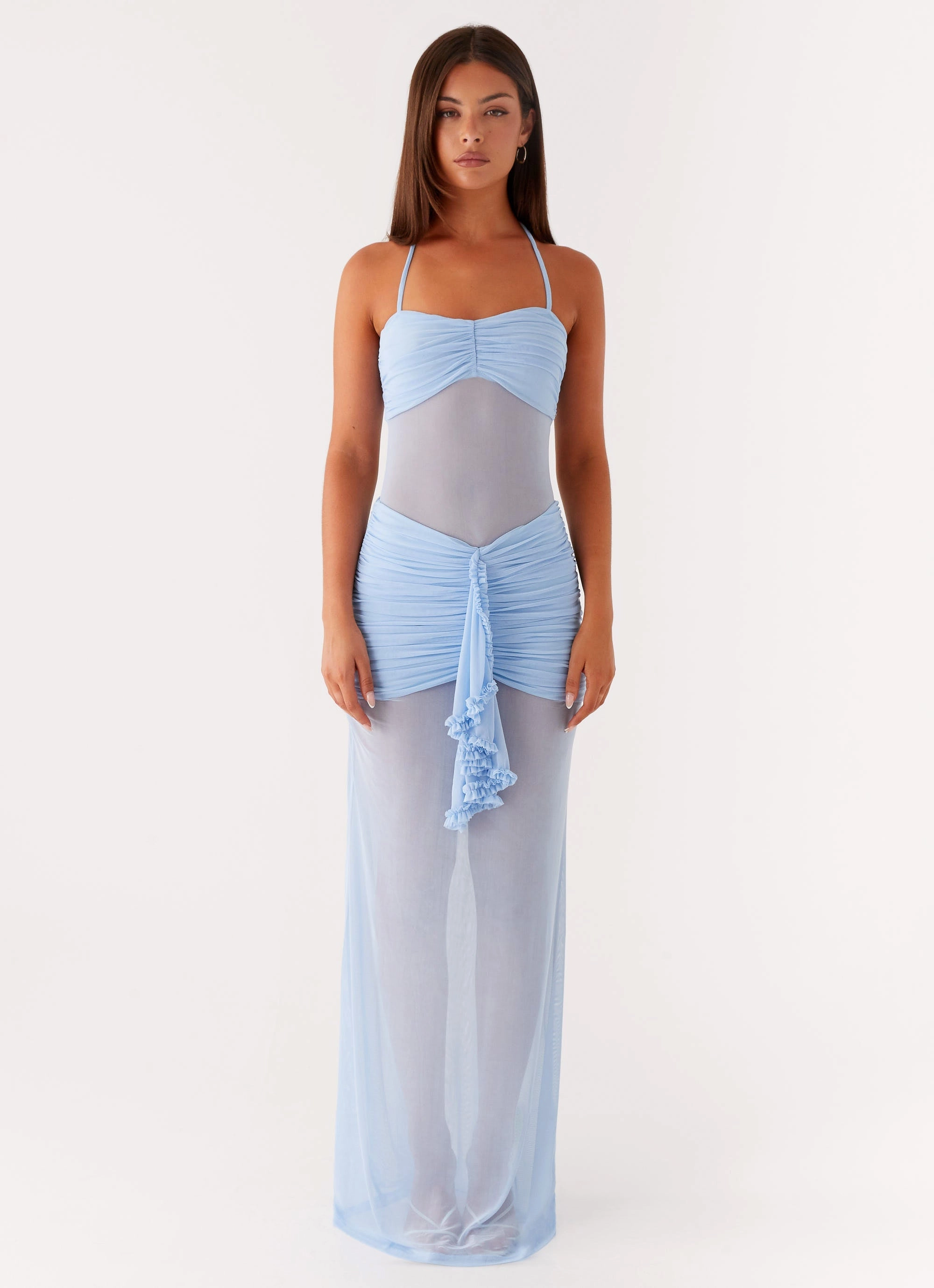 Luxe Fit Lily Halter Maxi Dress - Blue