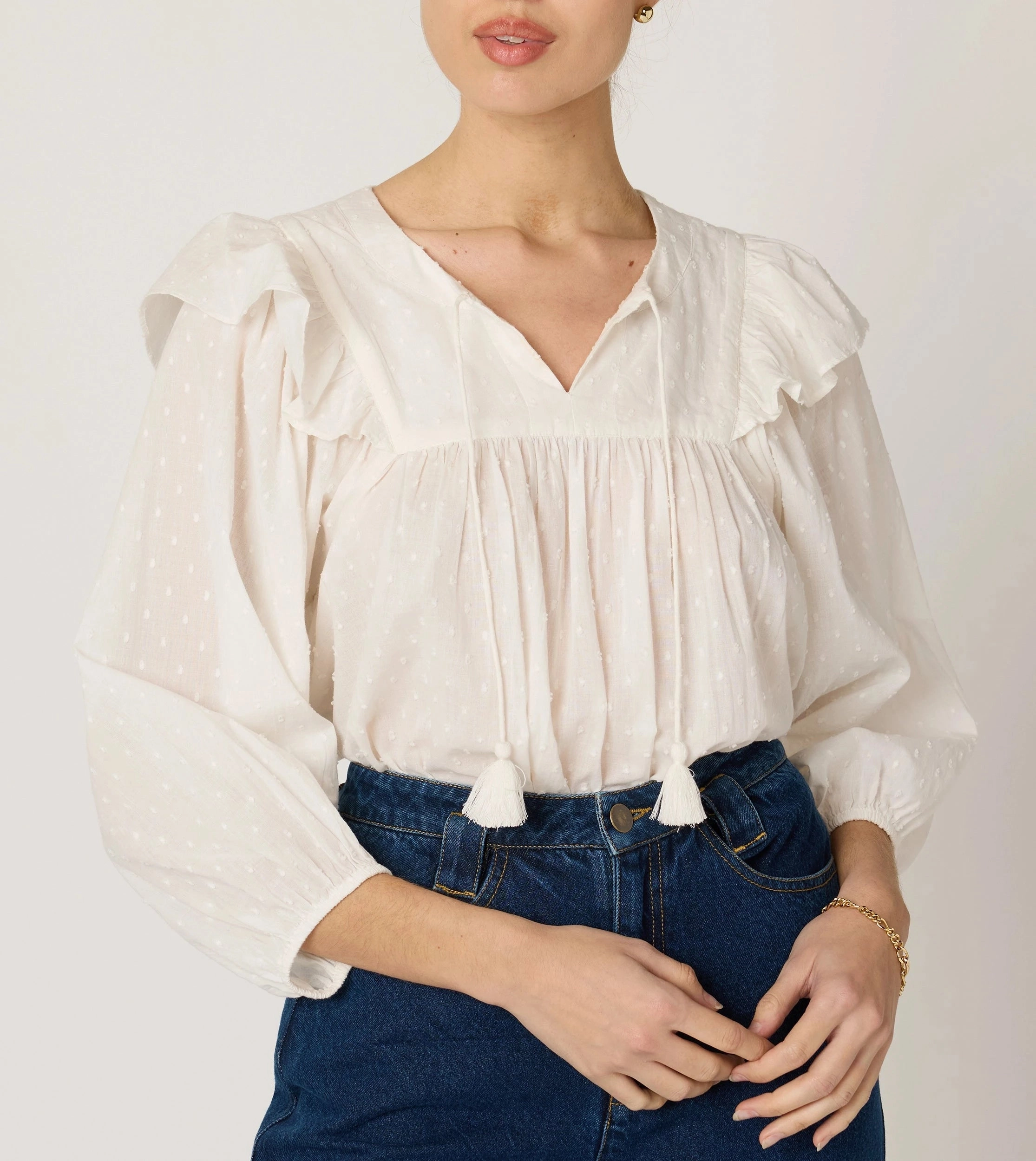 Lina Blouse | Ivory AllDay Comfort Tech AthleisureCompatible