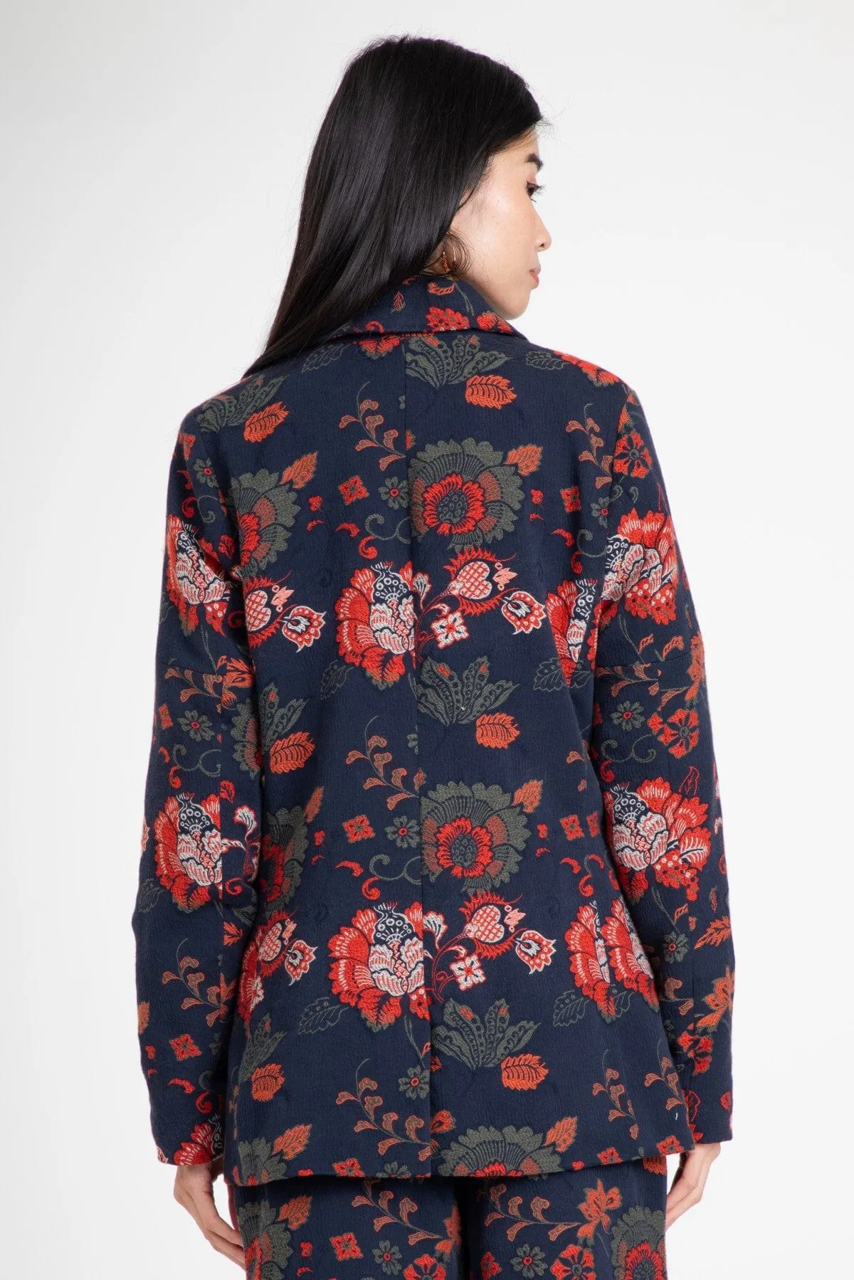 Seamless Welded Construction Lincoln Coat ?C Sapphire Damask