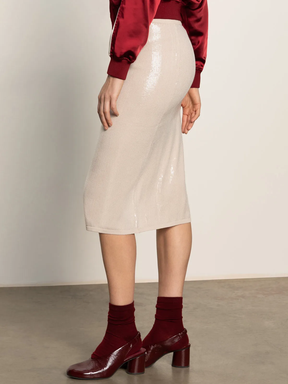 Sparkle Sequin Pencil Skirt Mother Of Pearl Statement Fashion Senior Style