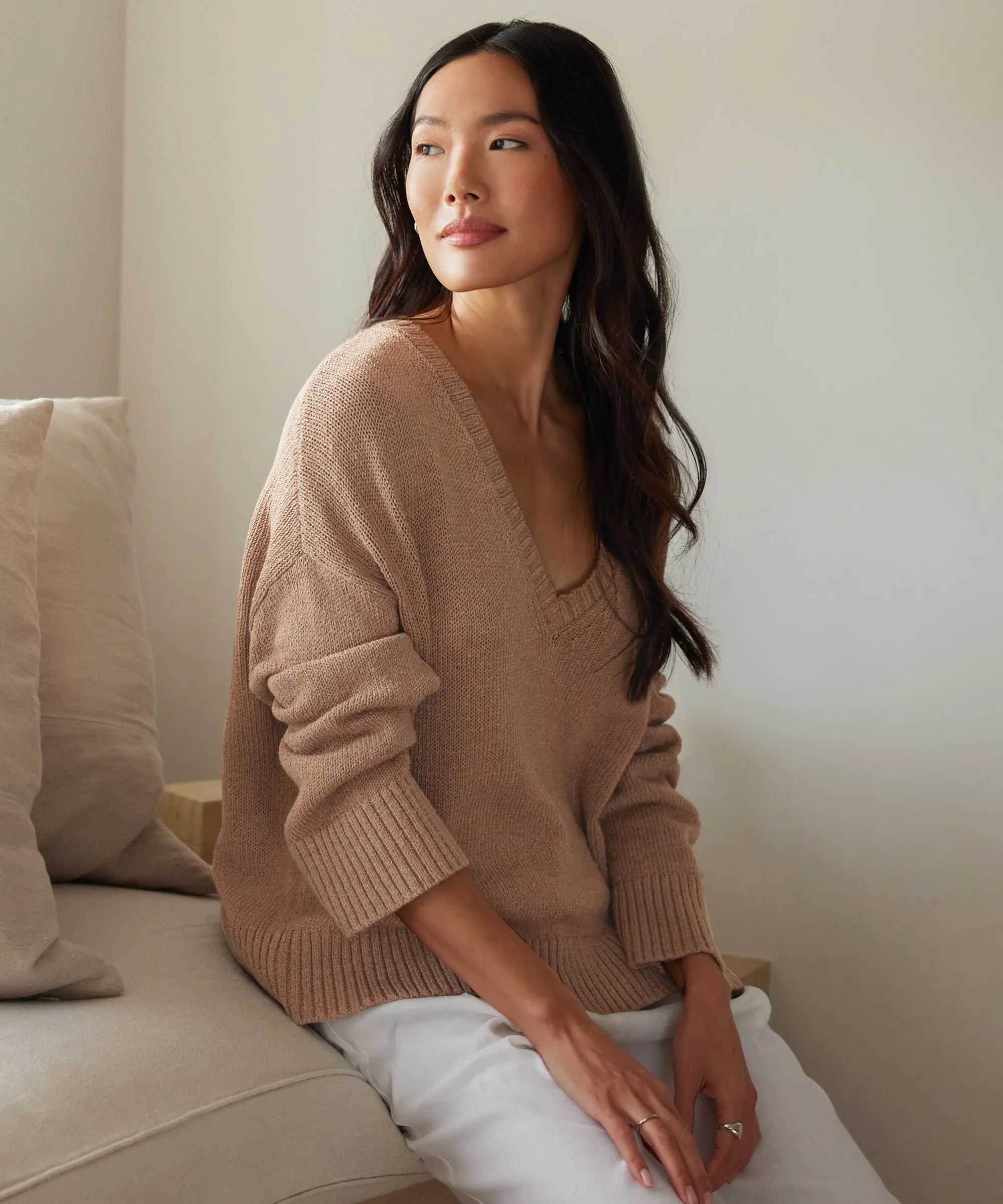 Versatile Layering Piece Linen Dylan Sweater