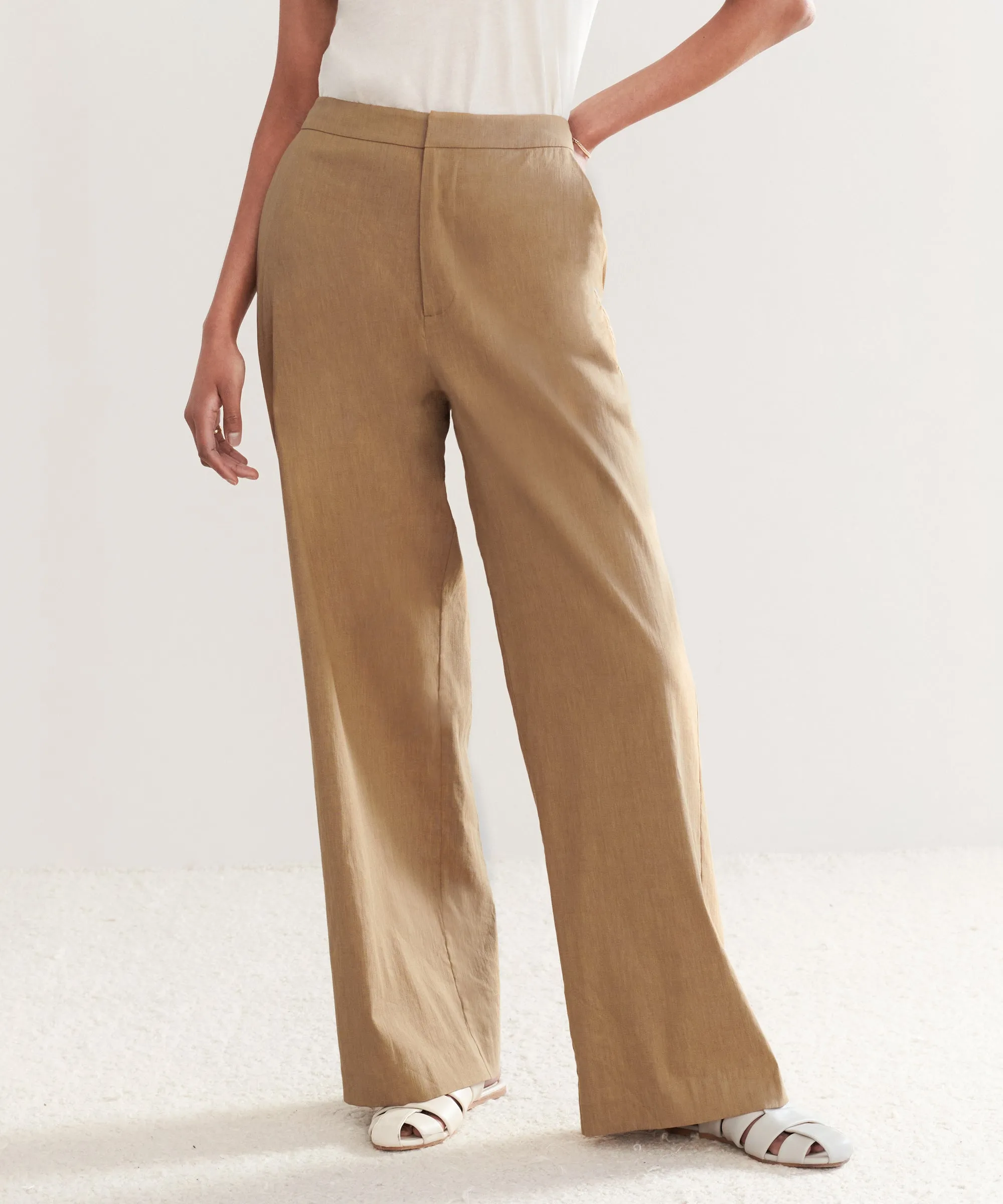 Linen Keaton Pant HighCollar Design Reflective Logo Detail